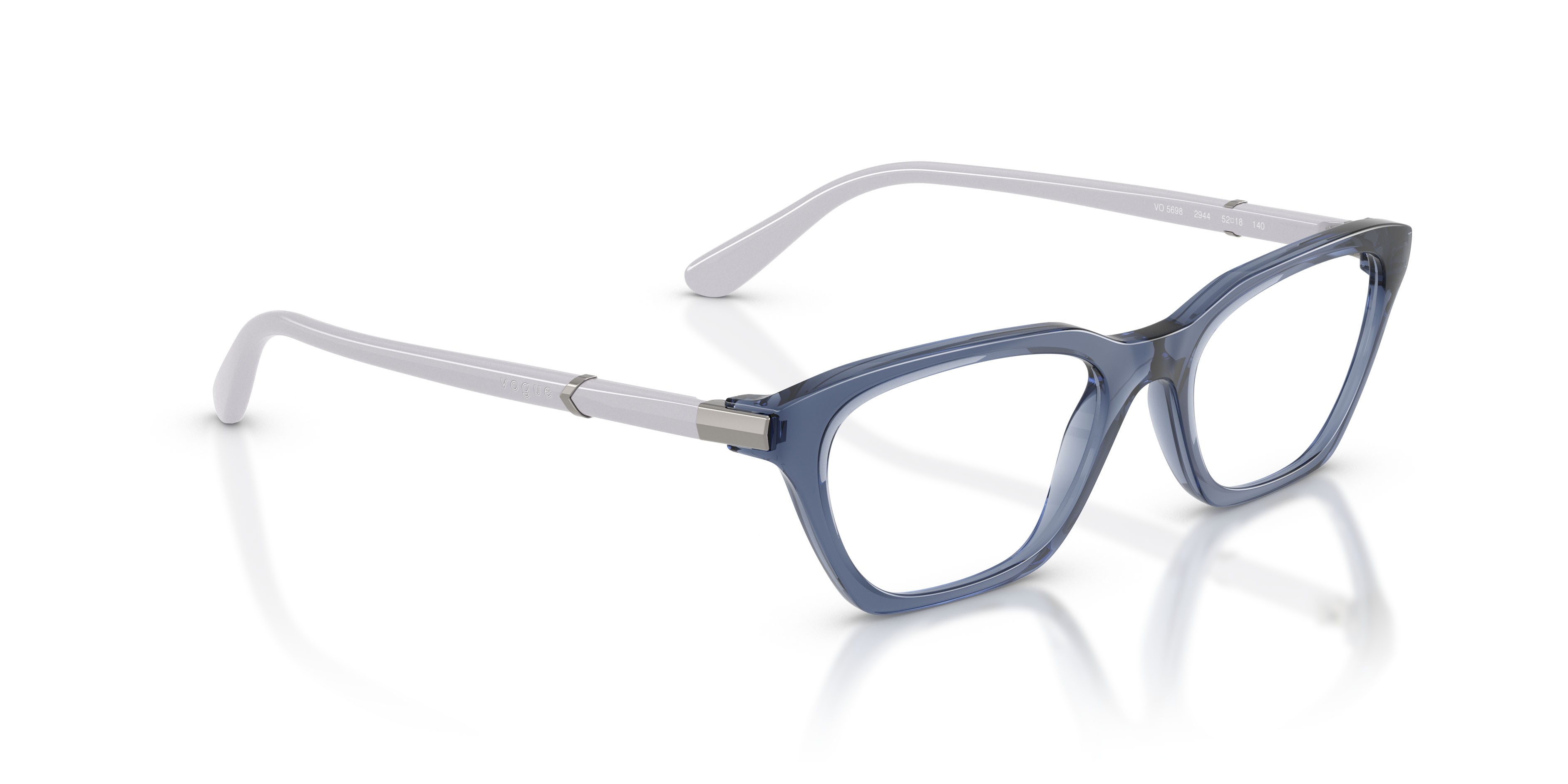 Eyeglasses Vogue VO 5698 (2944) color transparent blue purple shape cat eye lenses lente demo