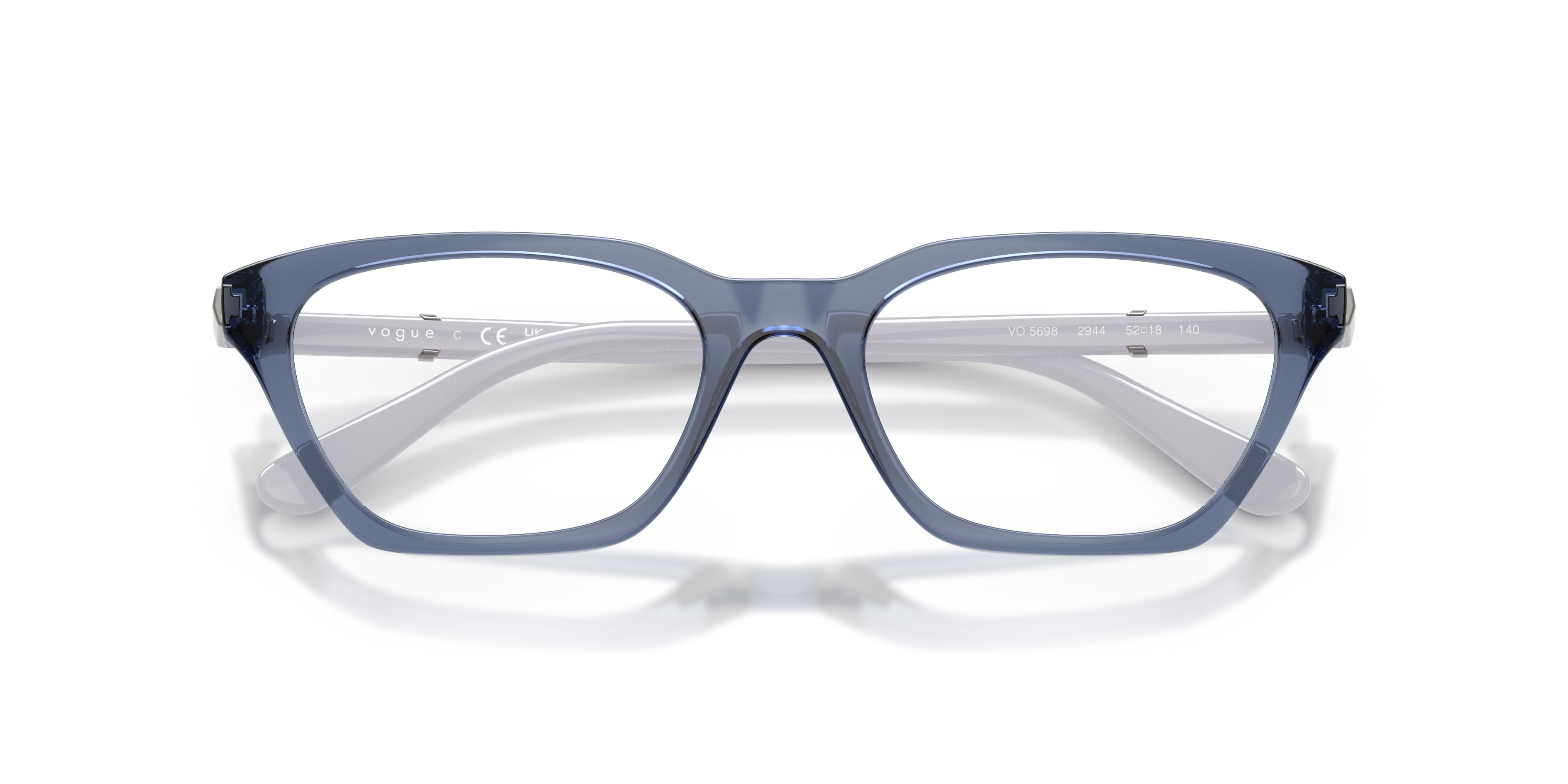 Eyeglasses Vogue VO 5698 (2944) color transparent blue purple shape cat eye lenses lente demo