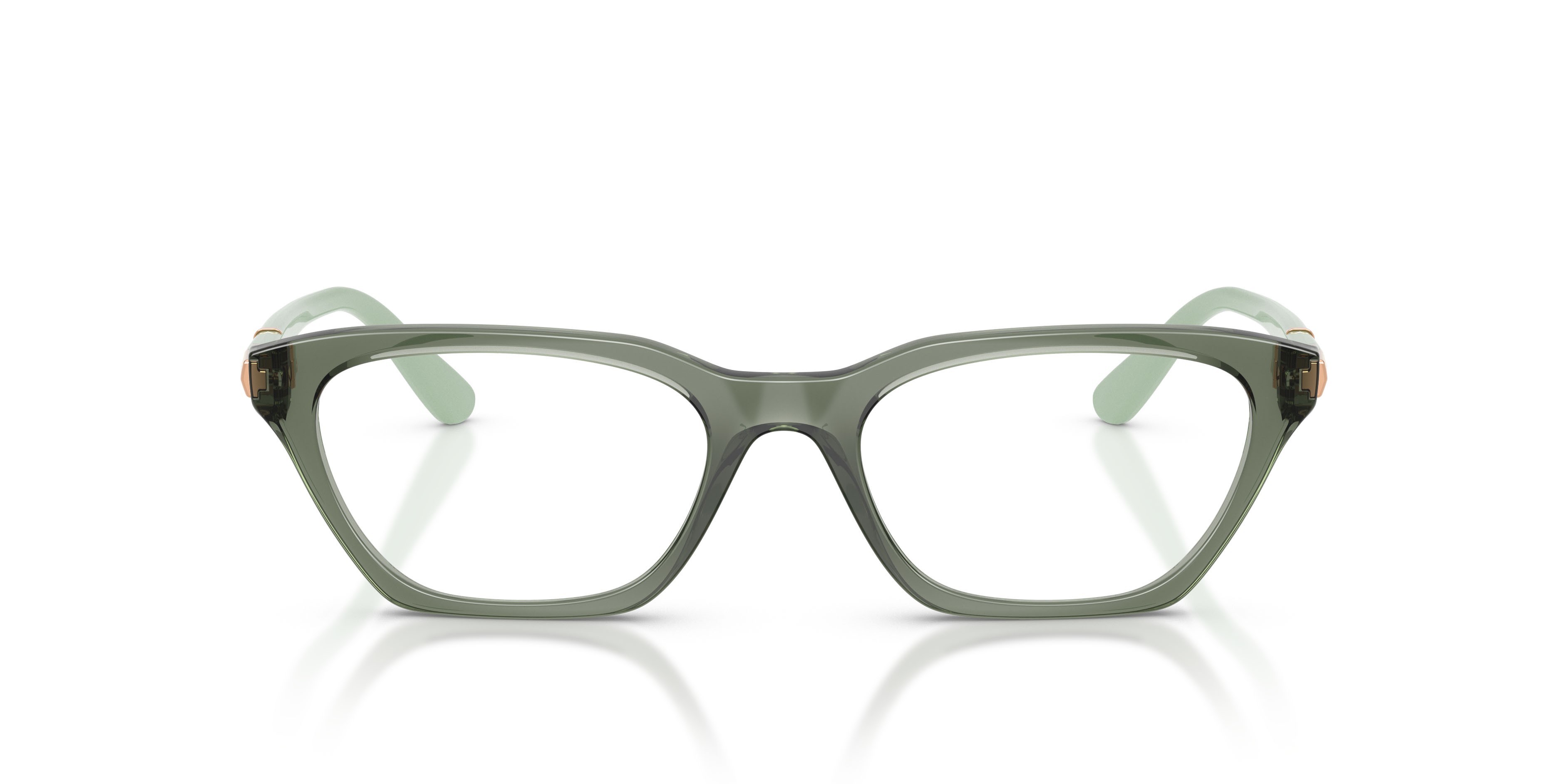 Eyeglasses Vogue VO 5698 (3086) color verde germano reale trasparente shape cat eye lenses lente demo