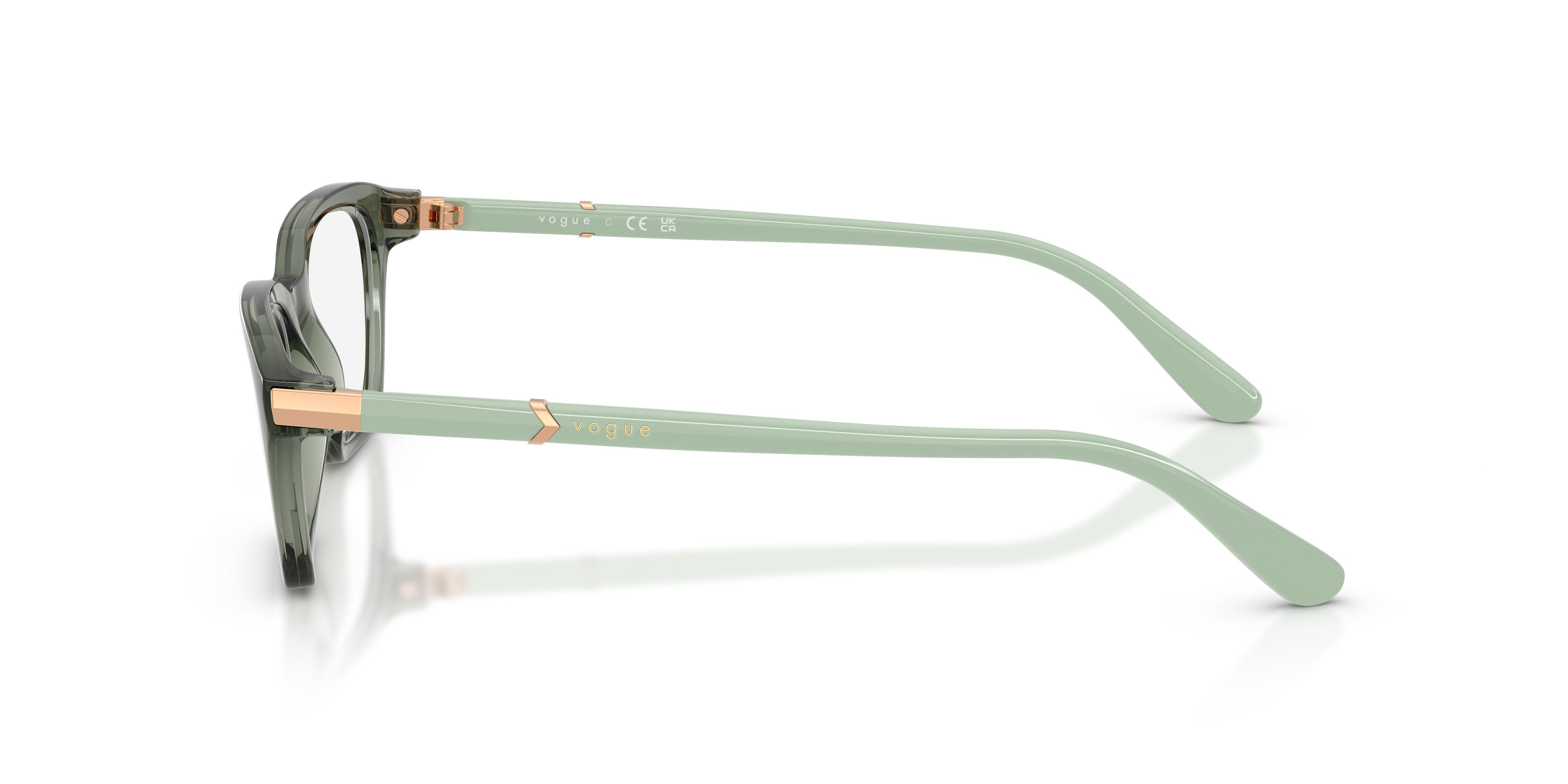 Eyeglasses Vogue VO 5698 (3086) color verde germano reale trasparente shape cat eye lenses lente demo