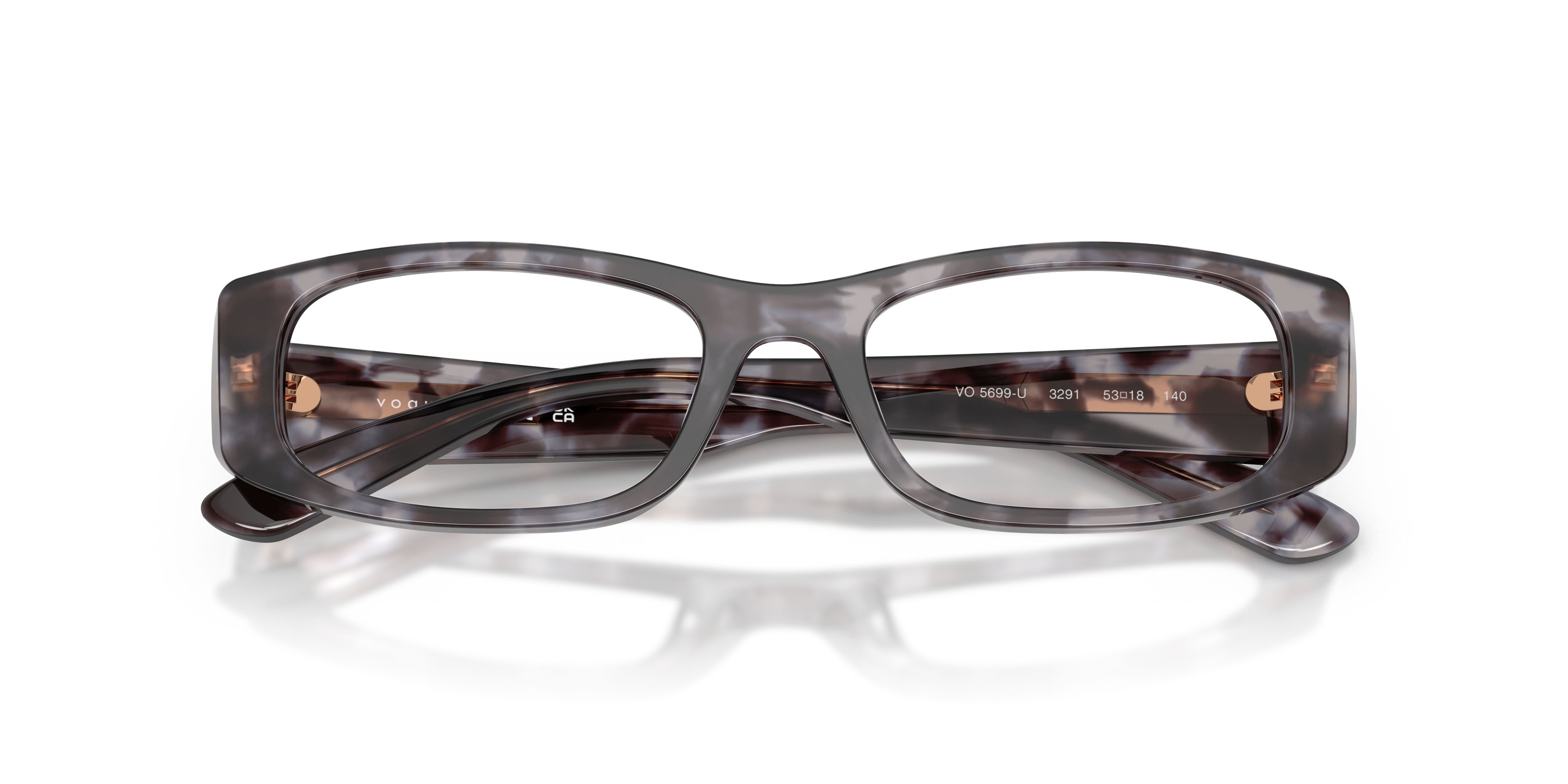 Occhiali da vista Vogue VO 5699U (3291) colore milky grey havana forma quadrato lenti lente demo