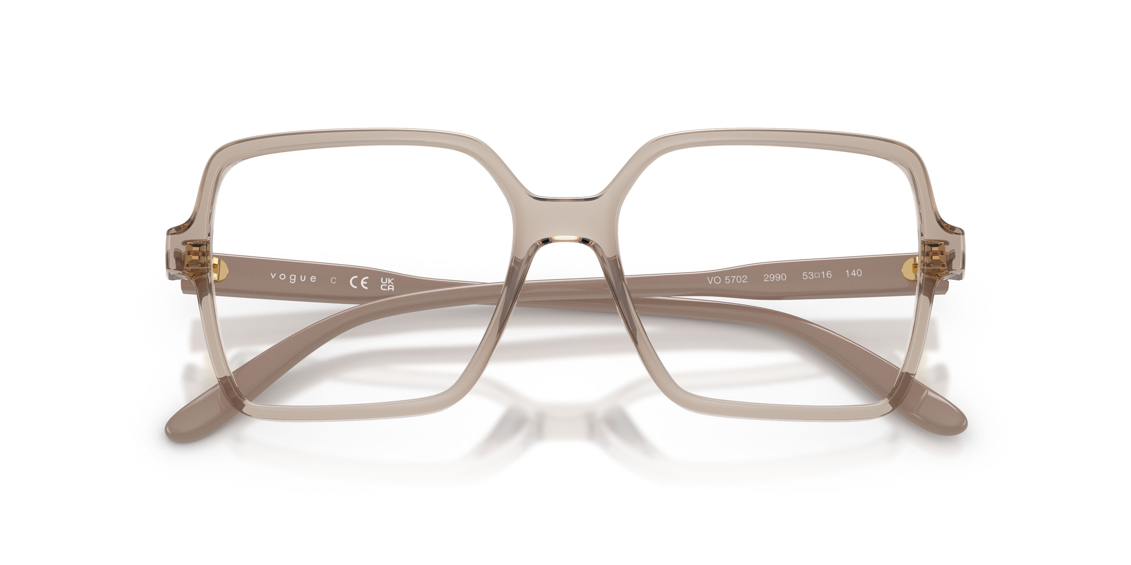 Eyeglasses Vogue VO 5702 (2990) color caramello trasparente shape square lenses lente demo