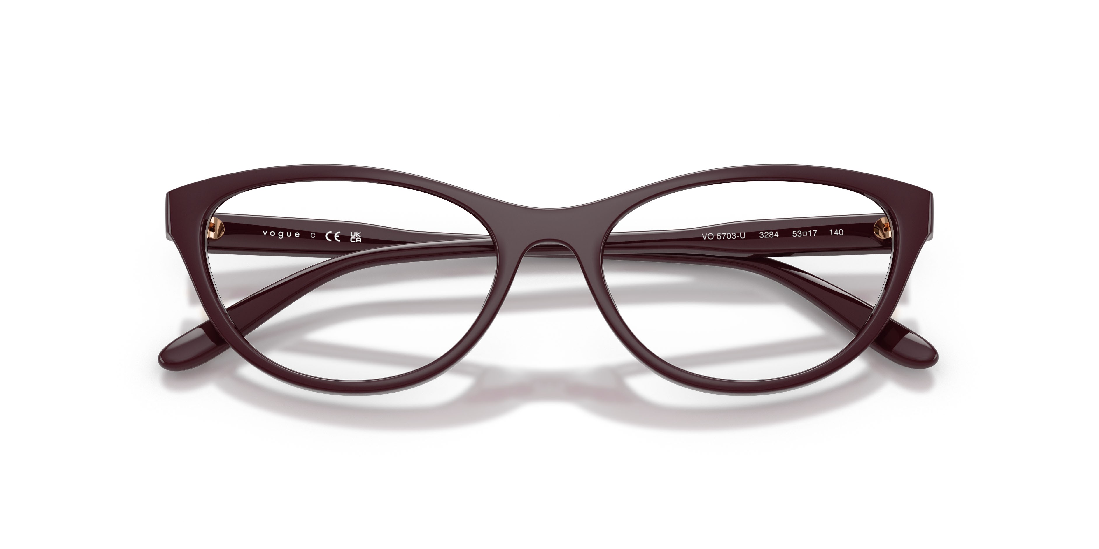 Occhiali da vista Vogue VO 5703U (3284) colore bordeaux full forma ovale lenti lente demo