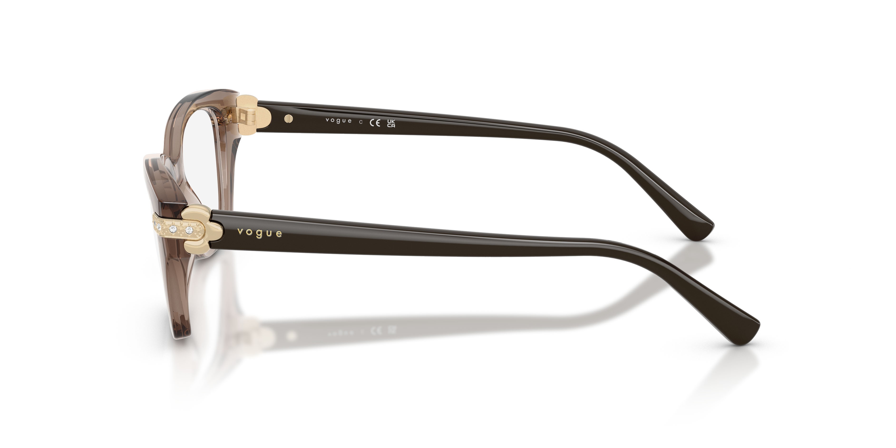 Occhiali da vista Vogue VO 5704B (2940) colore marrone trasparente forma cat eye lenti lente demo