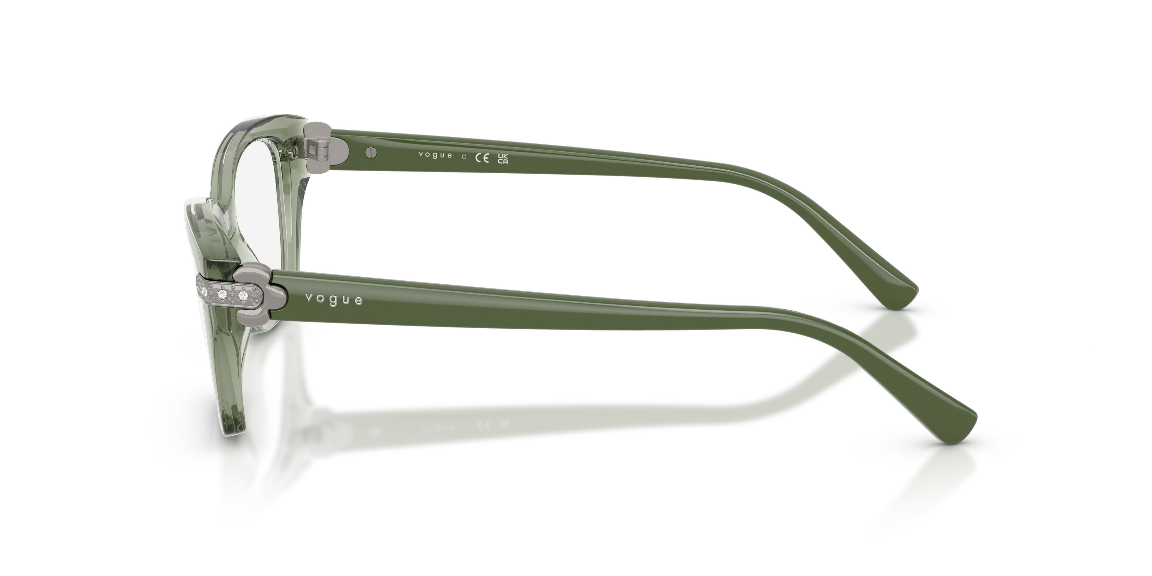 Occhiali da vista Vogue VO 5704B (3022) colore verde trasparente forma cat eye lenti lente demo