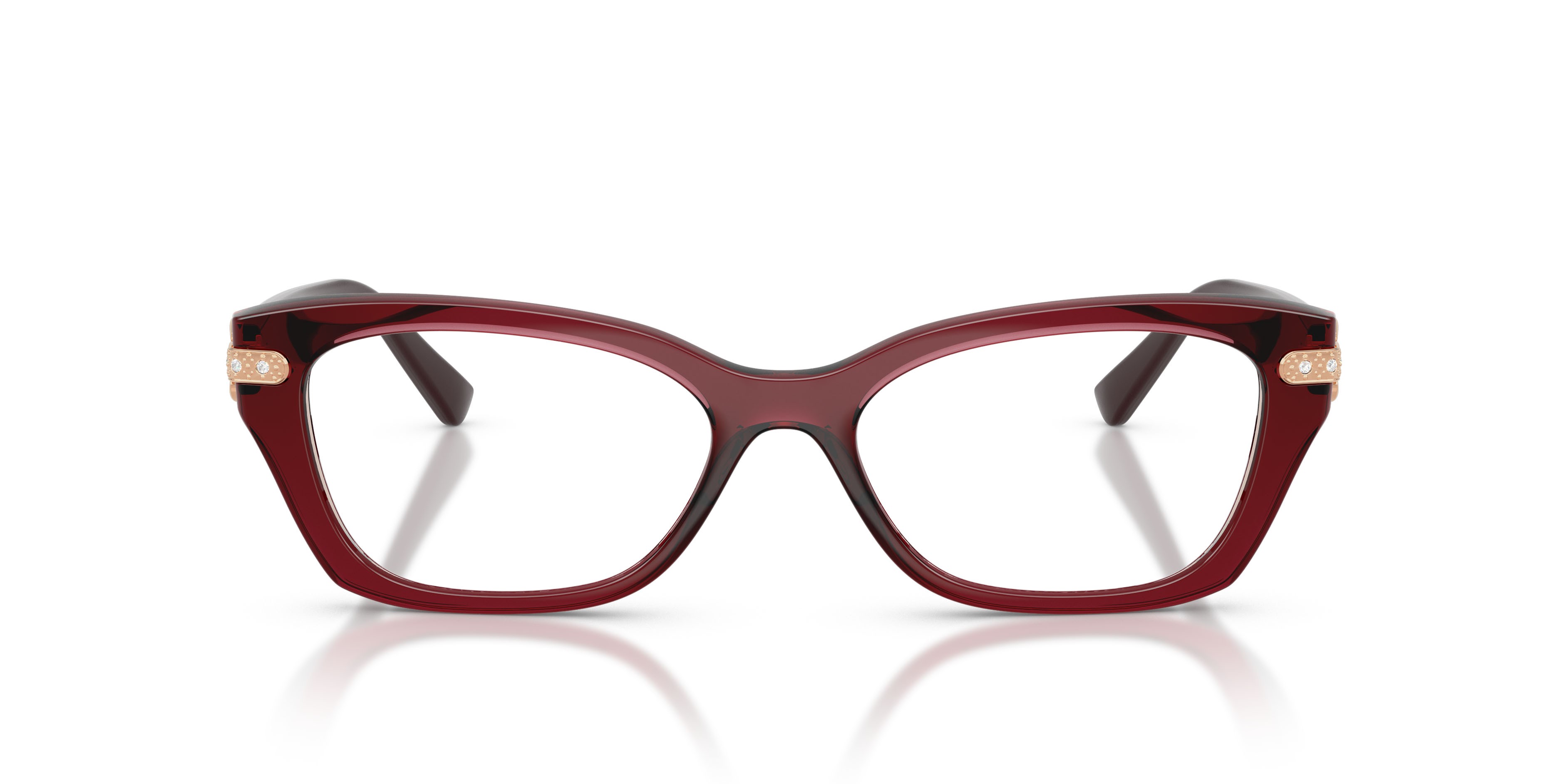 Eyeglasses Vogue VO 5704B (3286) color bordeaux trasparente shape cat eye lenses lente demo
