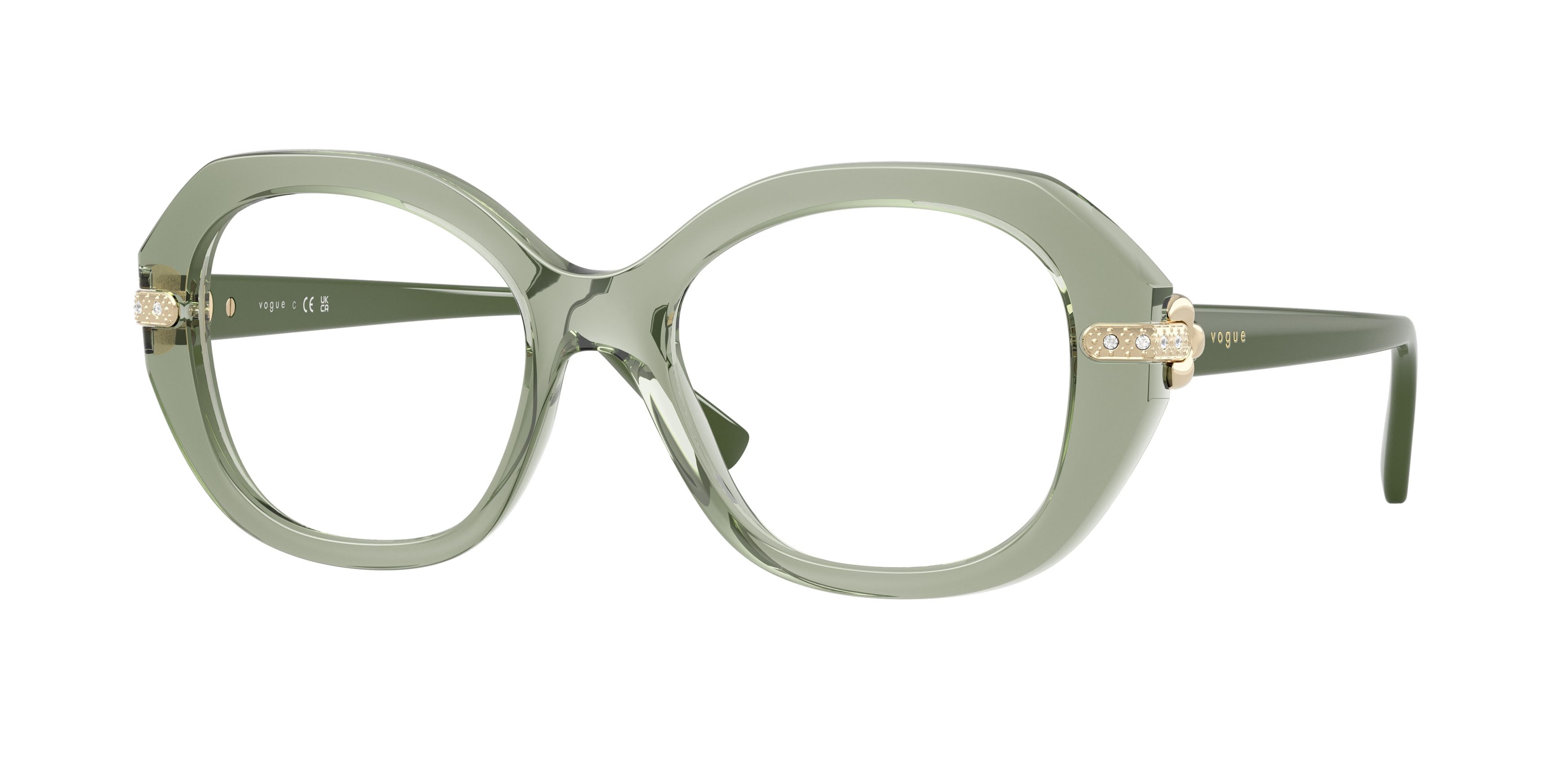 Occhiali da vista Vogue VO 5705B (3022) colore verde trasparente forma irregolare lenti lente demo