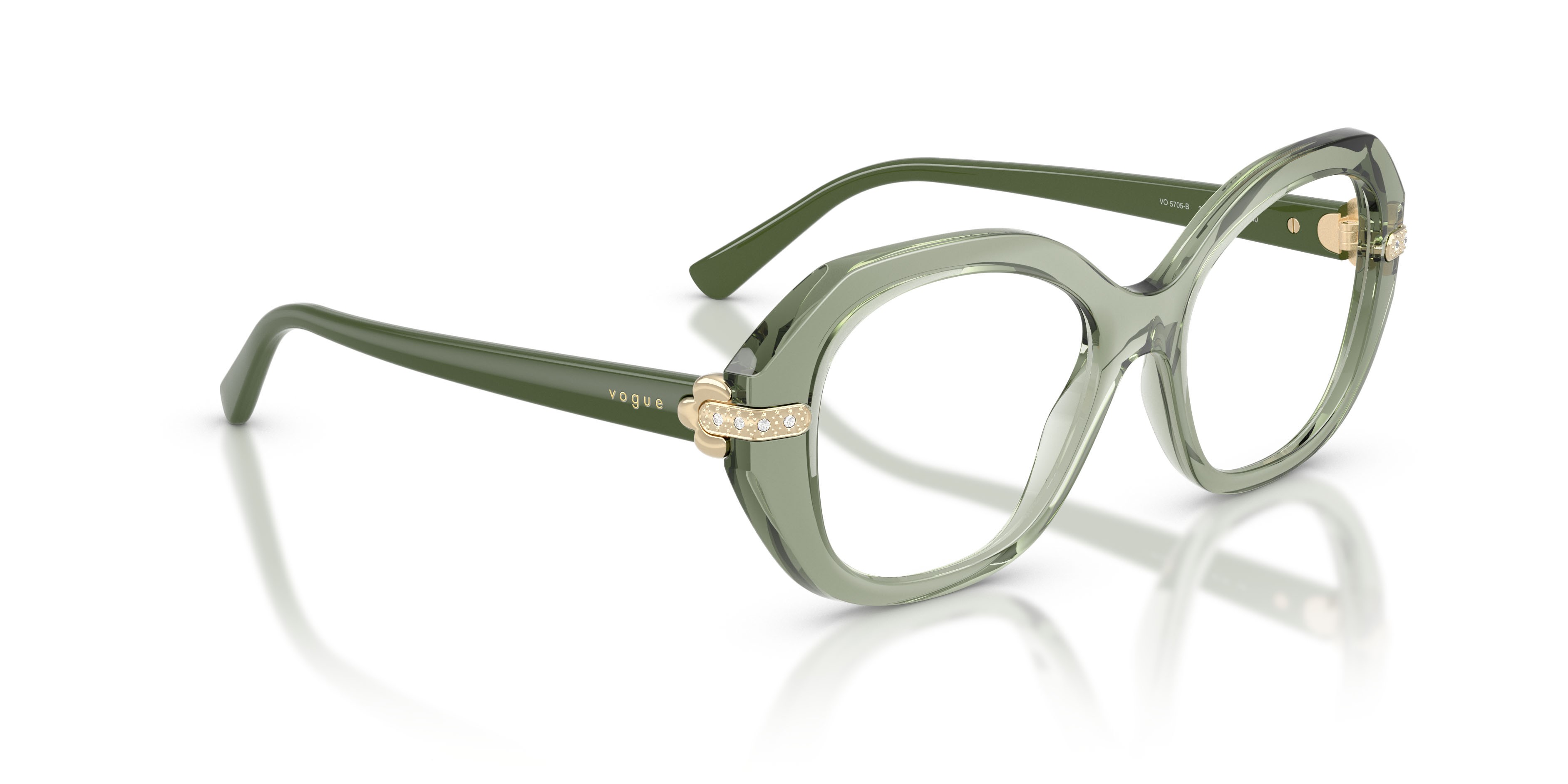 Occhiali da vista Vogue VO 5705B (3022) colore verde trasparente forma irregolare lenti lente demo