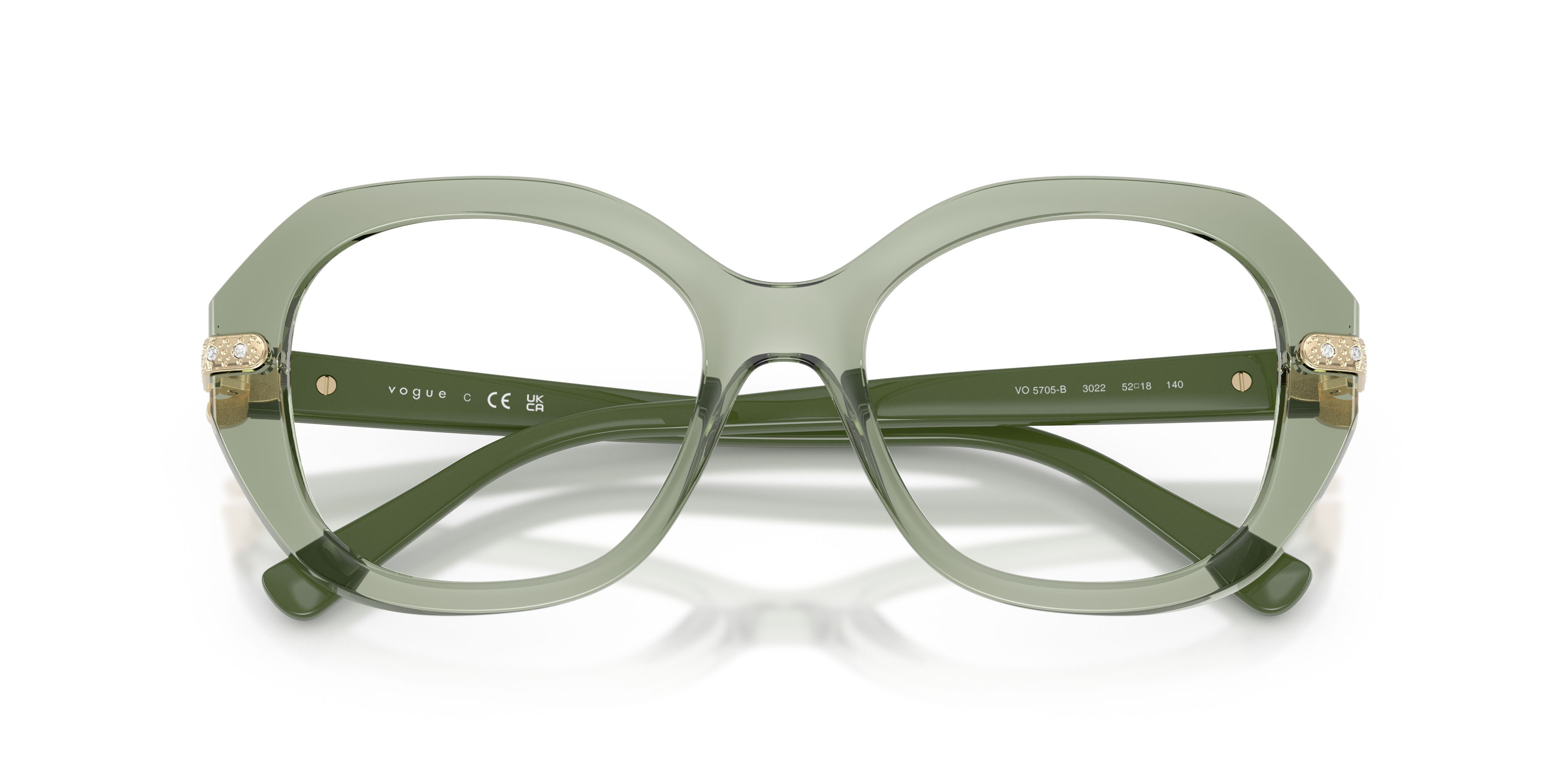Occhiali da vista Vogue VO 5705B (3022) colore verde trasparente forma irregolare lenti lente demo
