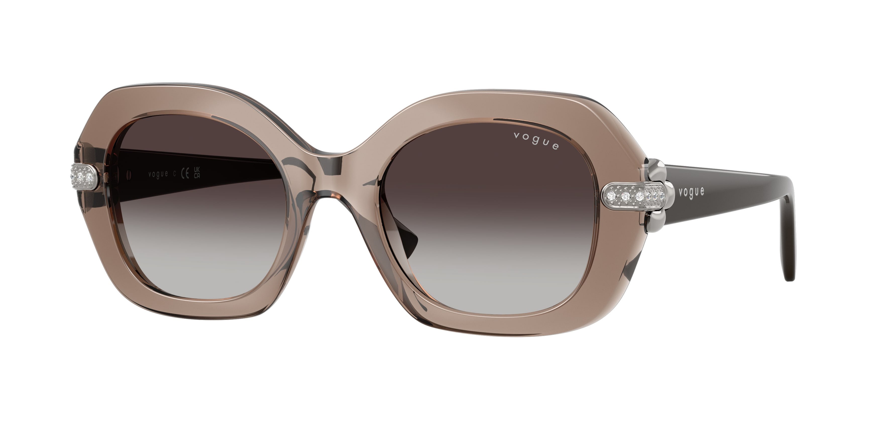 Occhiali da sole Vogue VO 5706SB (29408G) colore marrone trasparente forma irregolare lenti sfumato grigio