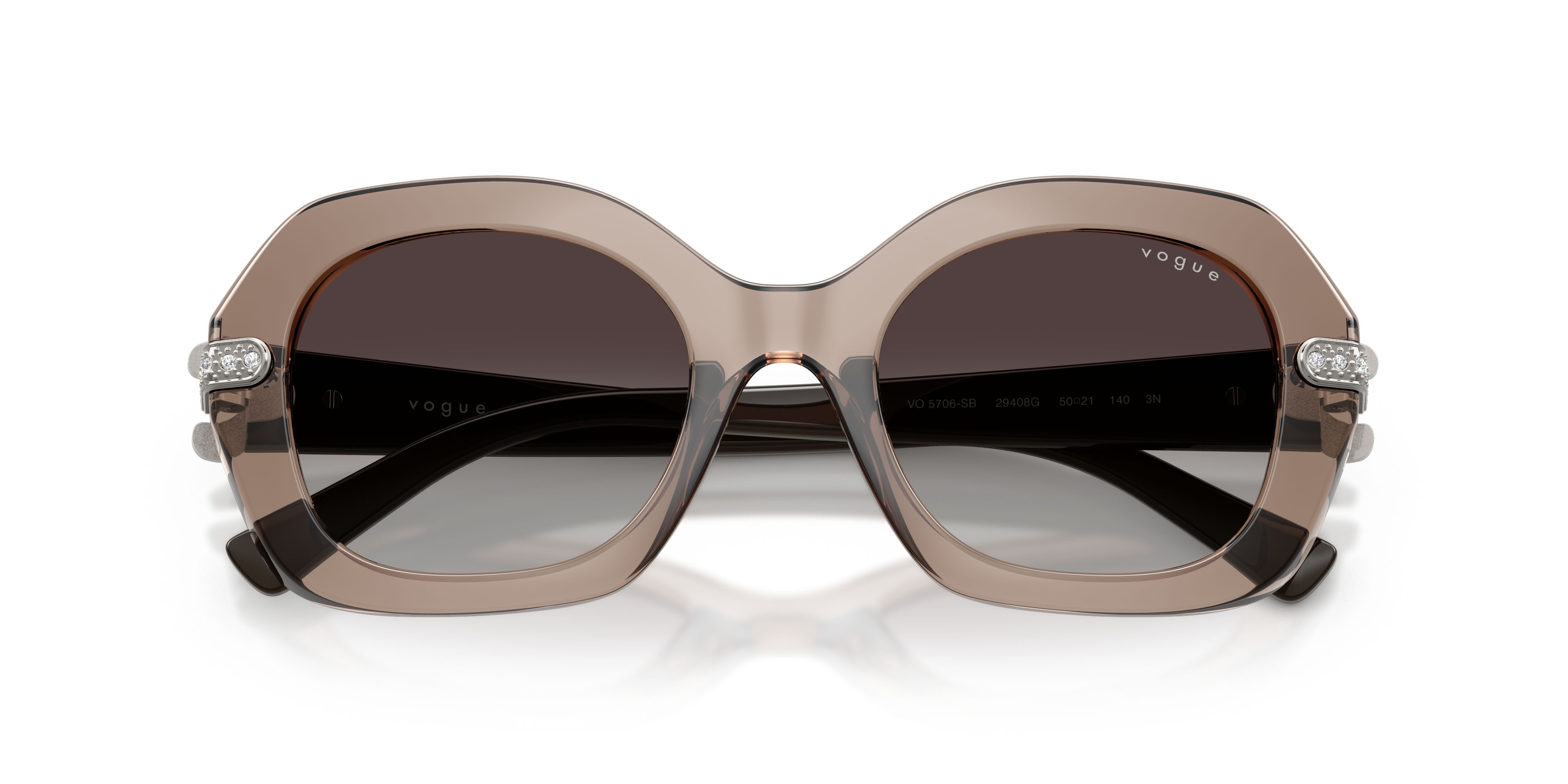 Occhiali da sole Vogue VO 5706SB (29408G) colore marrone trasparente forma irregolare lenti sfumato grigio