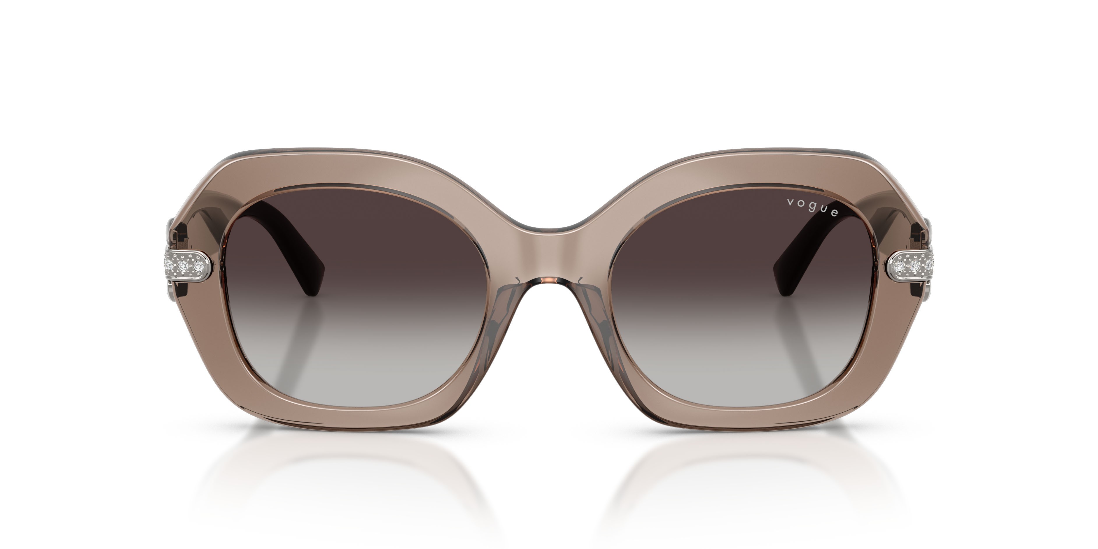 Occhiali da sole Vogue VO 5706SB (29408G) colore marrone trasparente forma irregolare lenti sfumato grigio