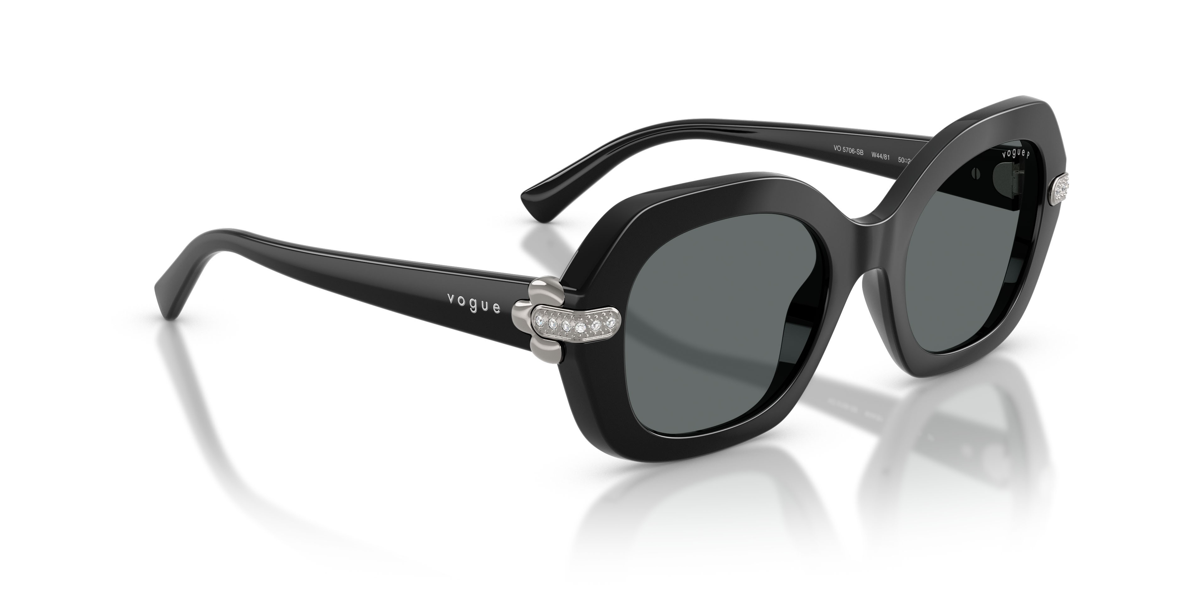 Occhiali da sole Vogue VO 5706SB (W44/81) colore nero forma irregolare lenti polar grigio scuro
