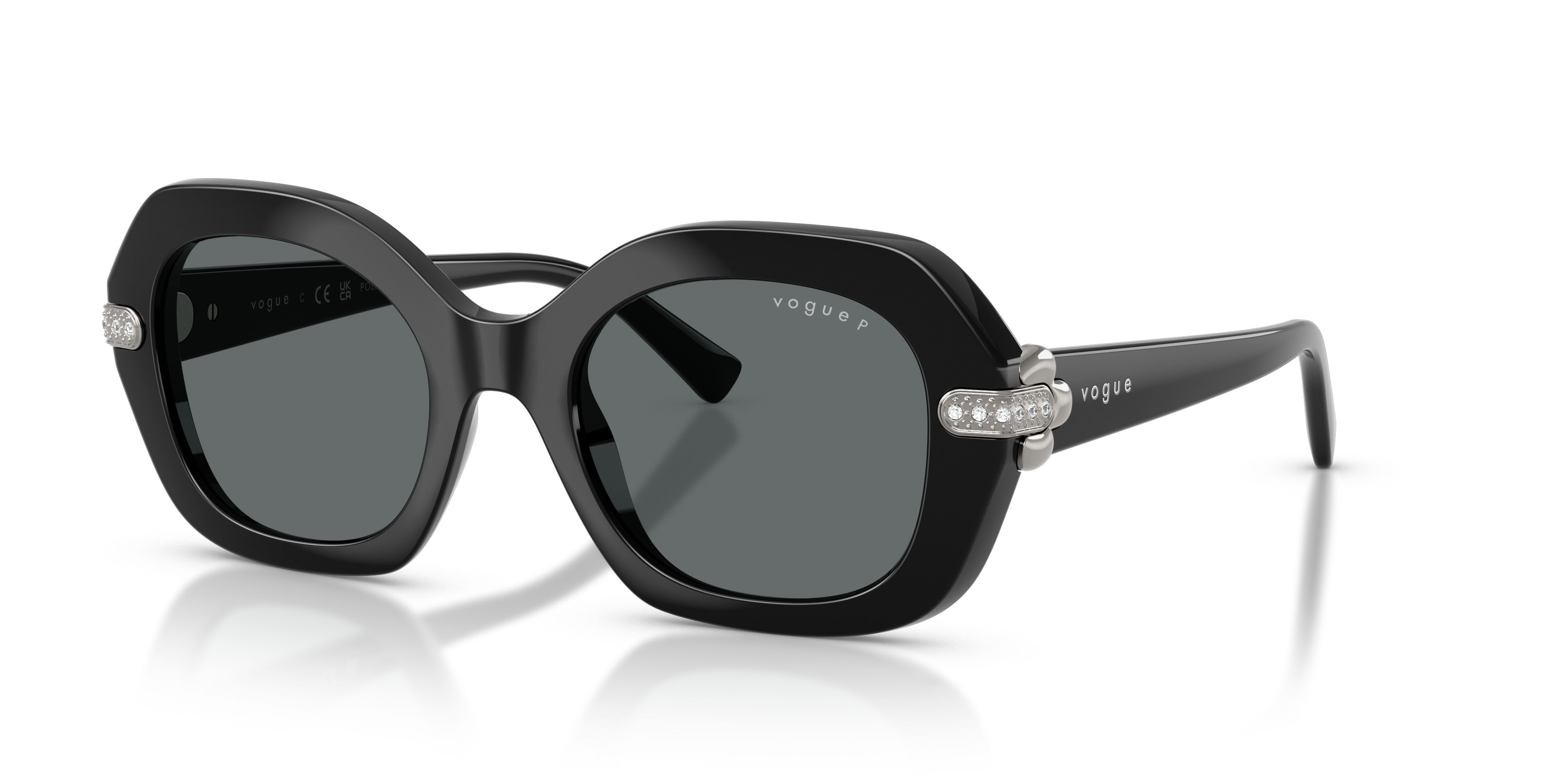Occhiali da sole Vogue VO 5706SB (W44/81) colore nero forma irregolare lenti polar grigio scuro