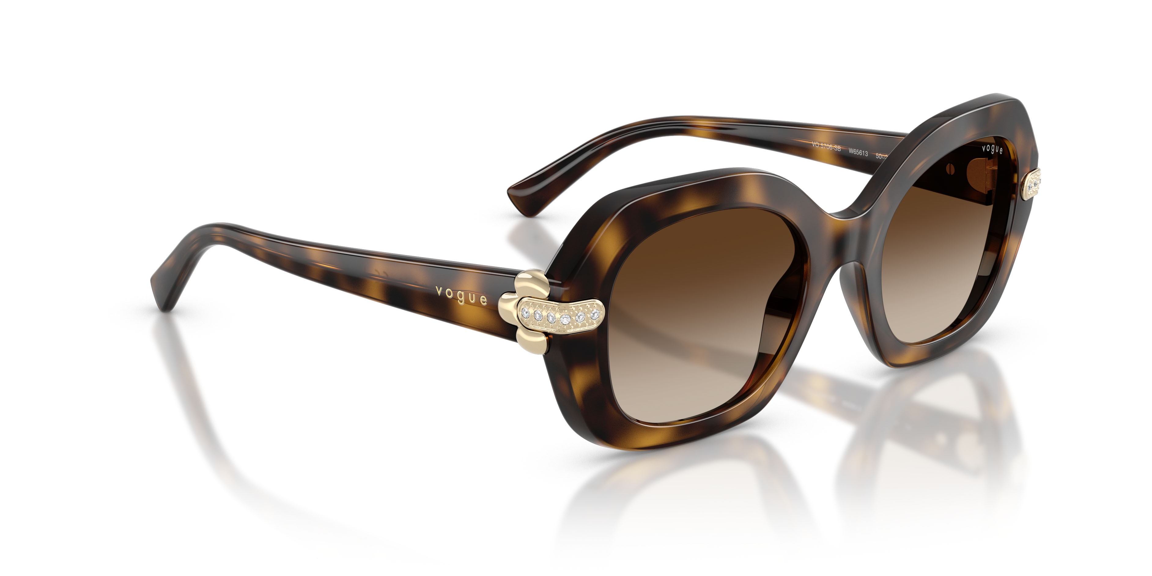 Sunglasses Vogue VO 5706SB (W65613) color havana scuro shape irregular lenses marrone sfumato