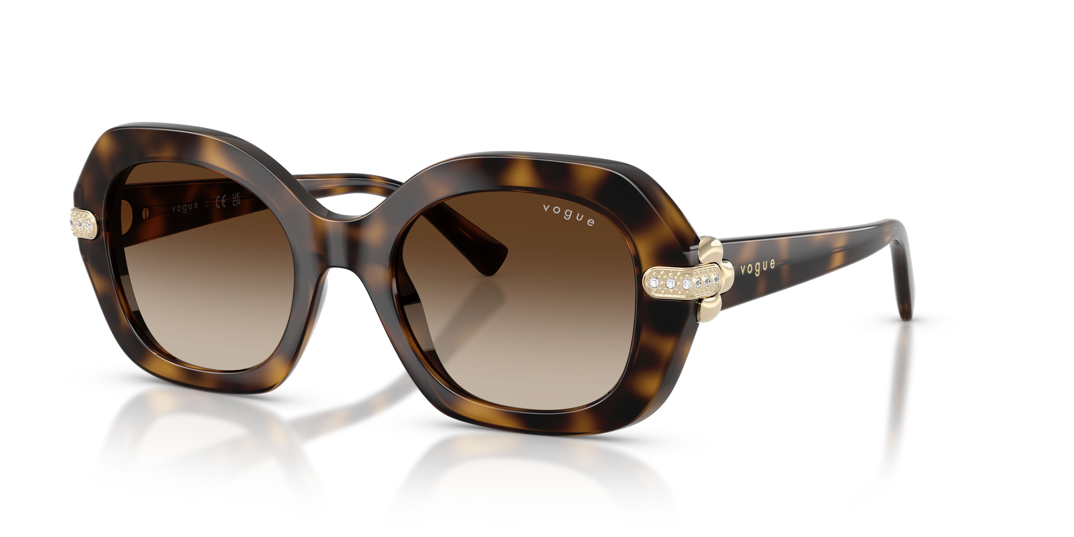 Sunglasses Vogue VO 5706SB (W65613) color havana scuro shape irregular lenses marrone sfumato