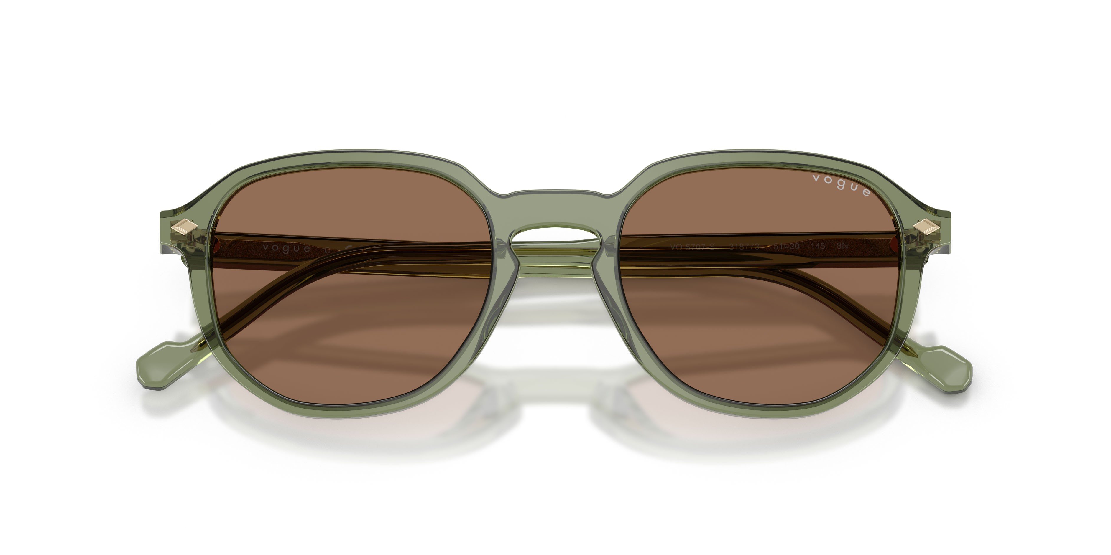 Occhiali da sole Vogue VO 5707S (318773) colore verde trasparente forma irregolare lenti marrone scuro