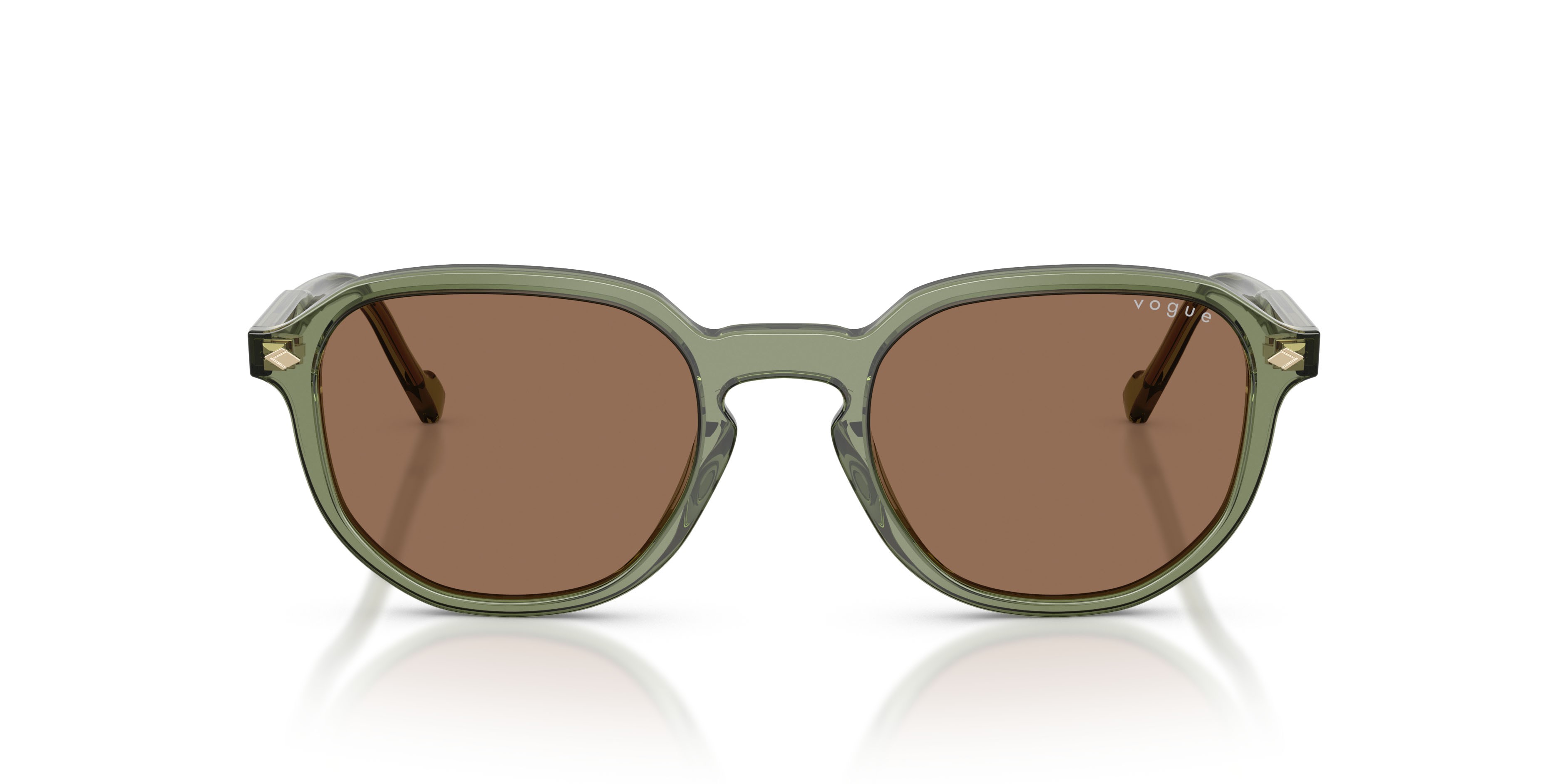 Occhiali da sole Vogue VO 5707S (318773) colore verde trasparente forma irregolare lenti marrone scuro