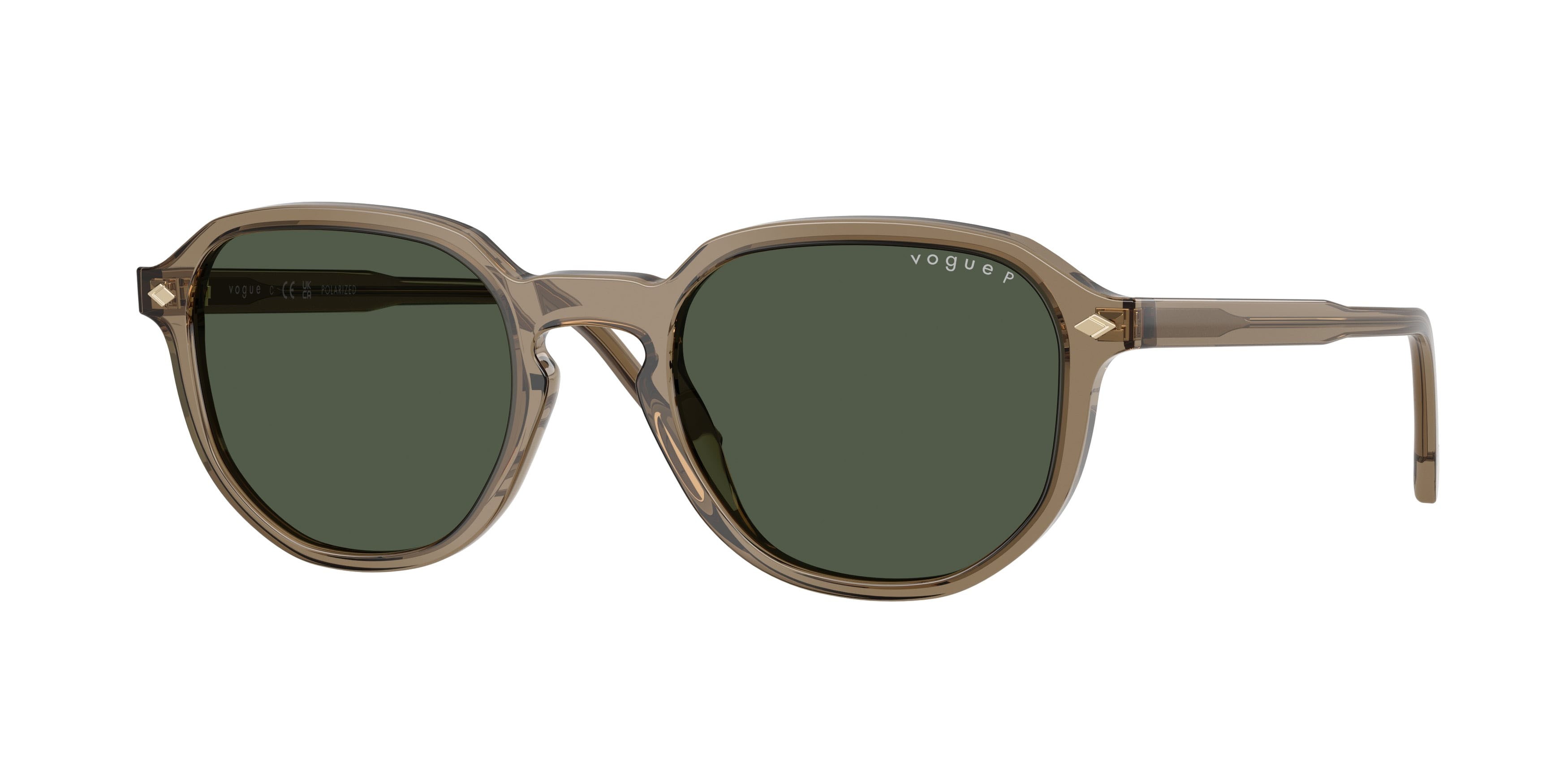 Occhiali da sole Vogue VO 5707S (32939A) colore transparent brown heart forma irregolare lenti polar verde scuro