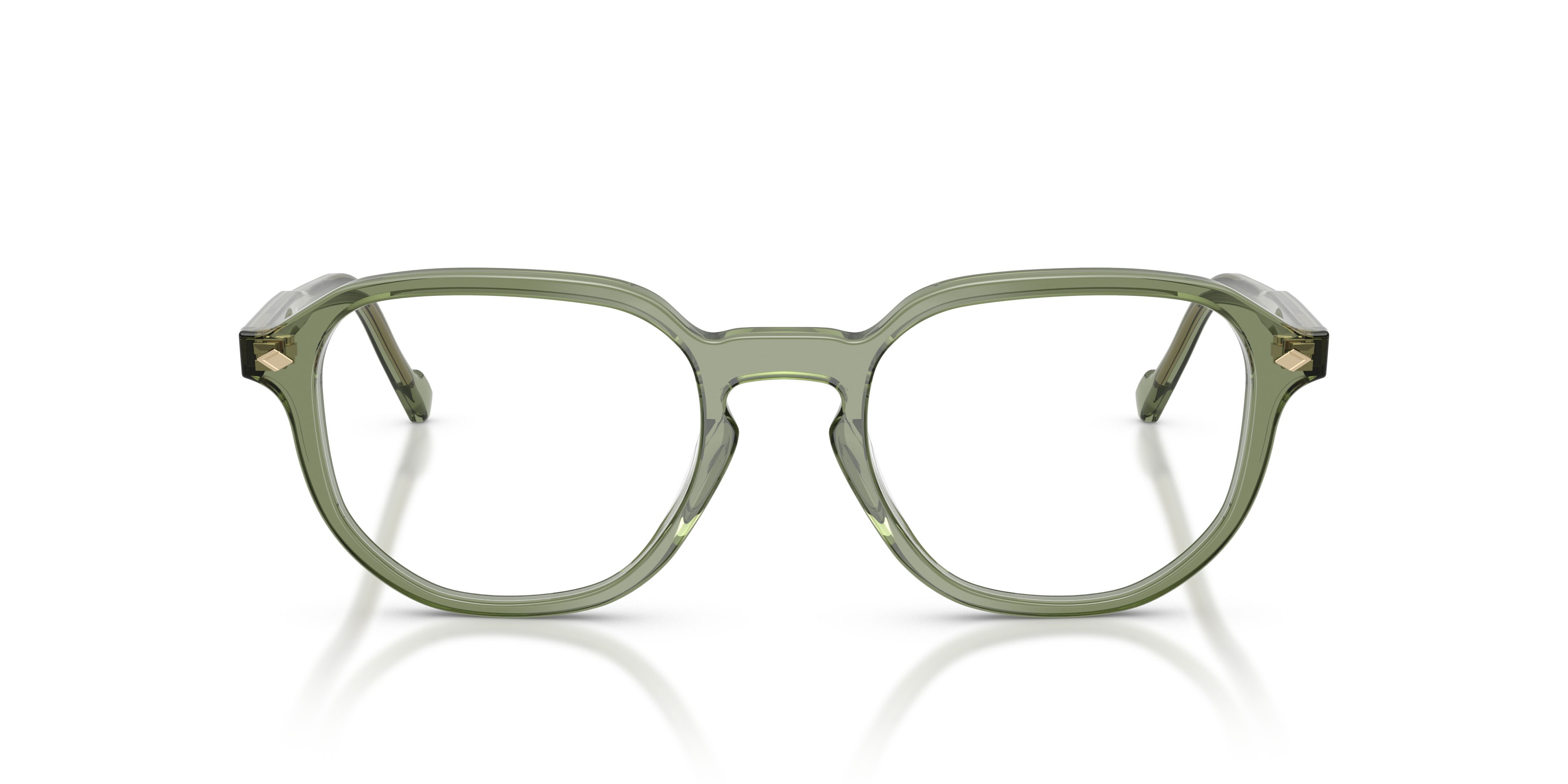 Eyeglasses Vogue VO 5708 (3187) color verde trasparente shape irregular lenses lente demo