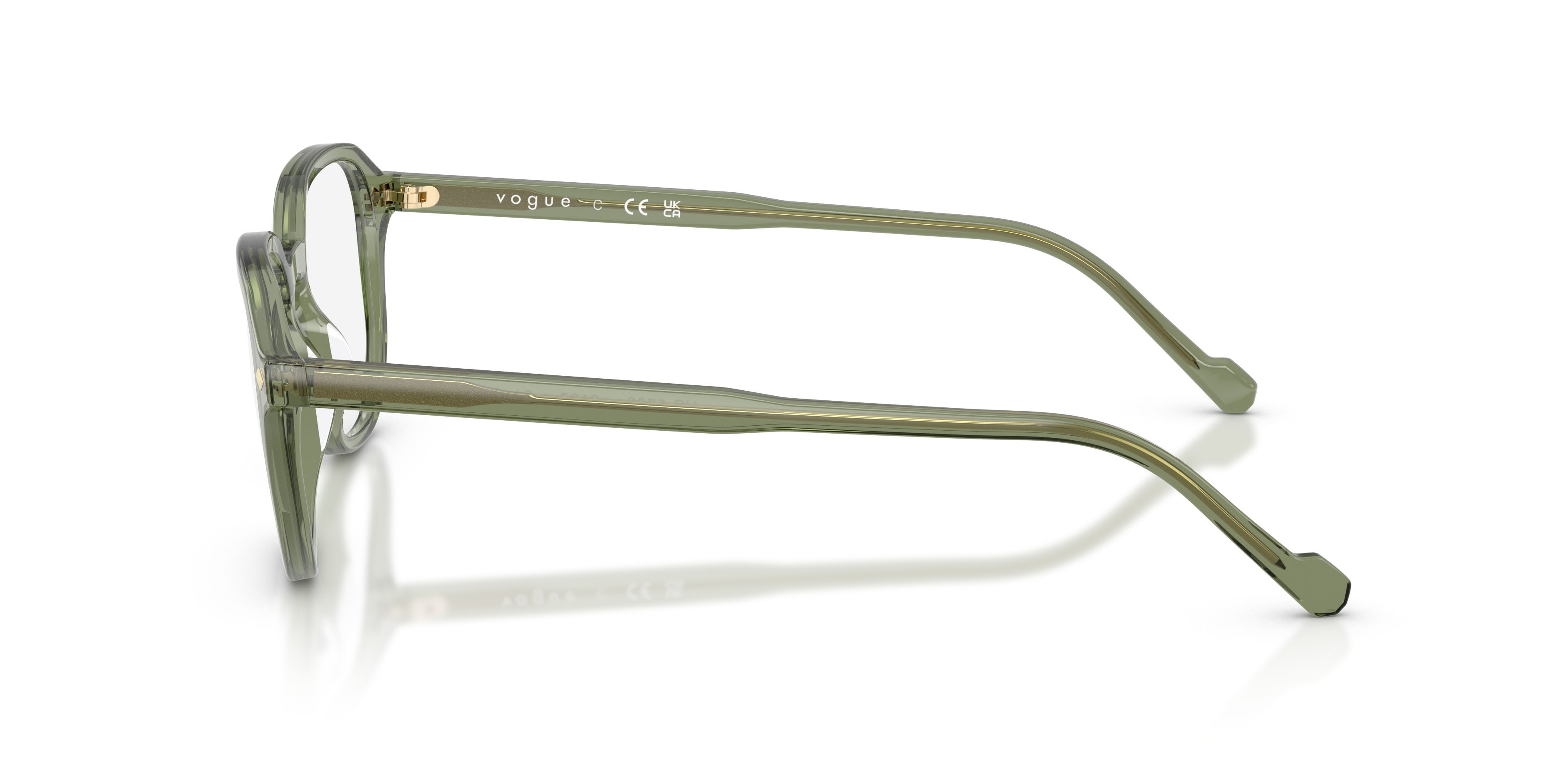 Eyeglasses Vogue VO 5708 (3187) color verde trasparente shape irregular lenses lente demo