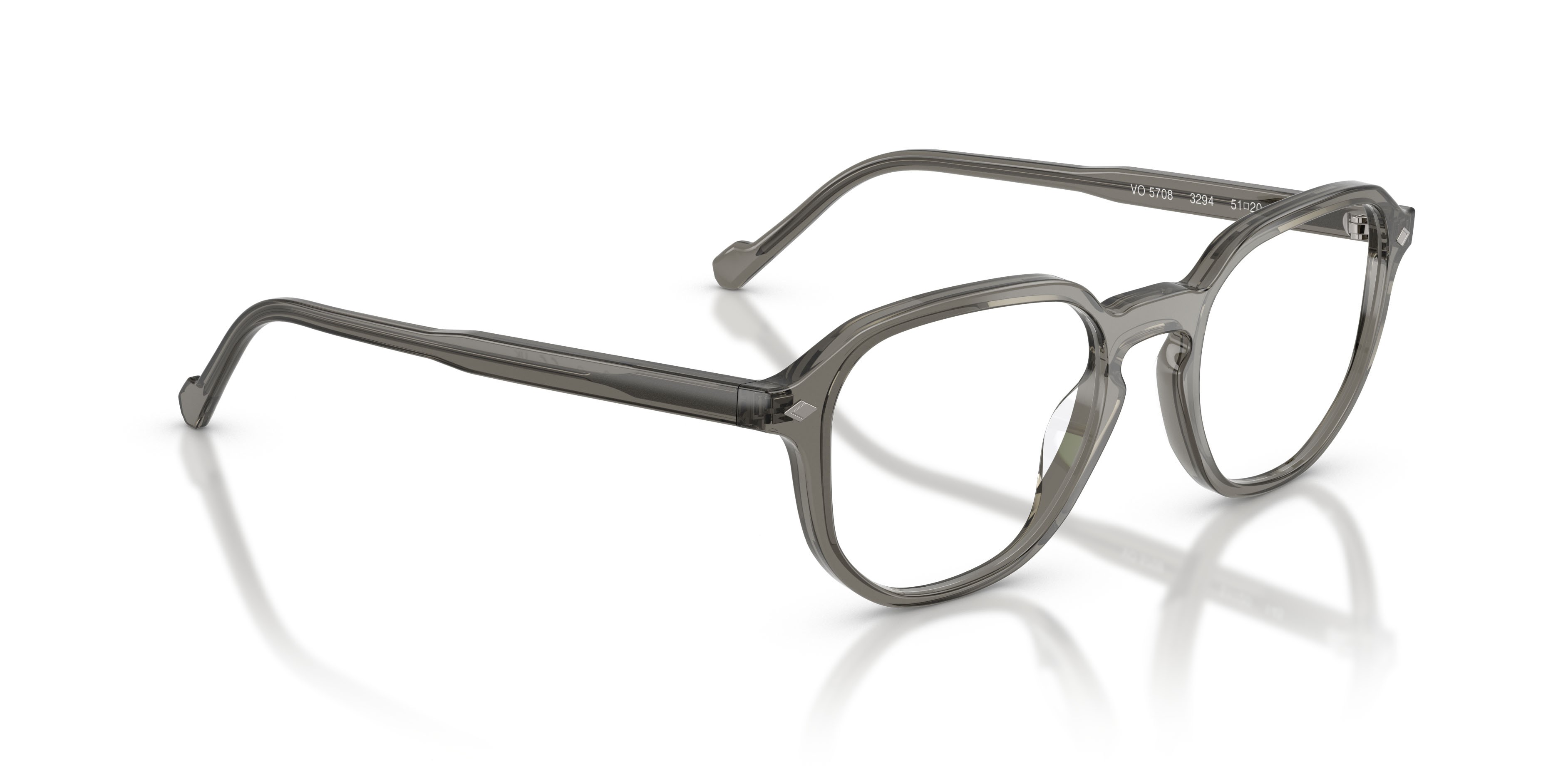 Eyeglasses Vogue VO 5708 (3294) color grigio scuro trasparente shape irregular lenses lente demo