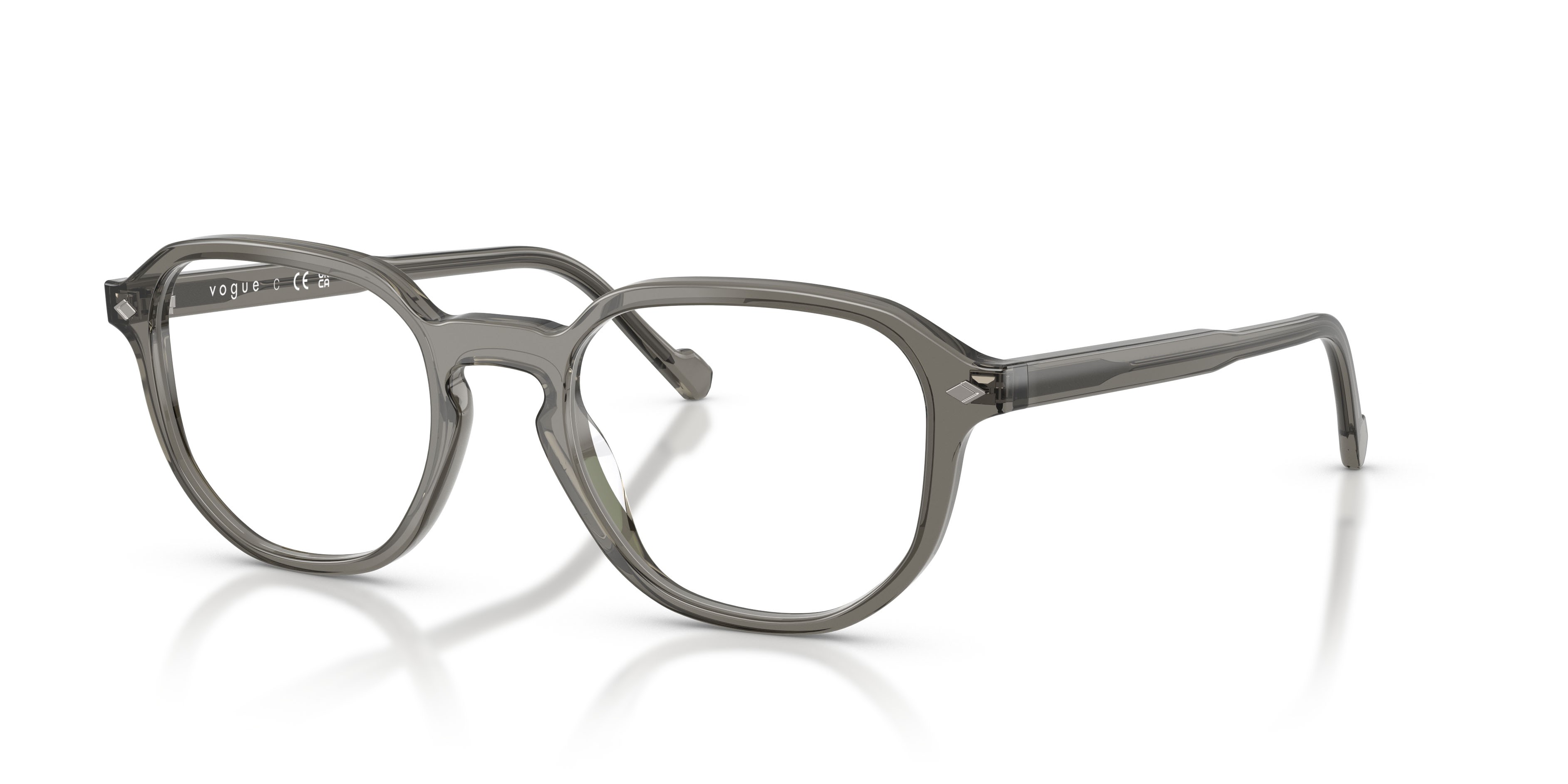 Eyeglasses Vogue VO 5708 (3294) color grigio scuro trasparente shape irregular lenses lente demo