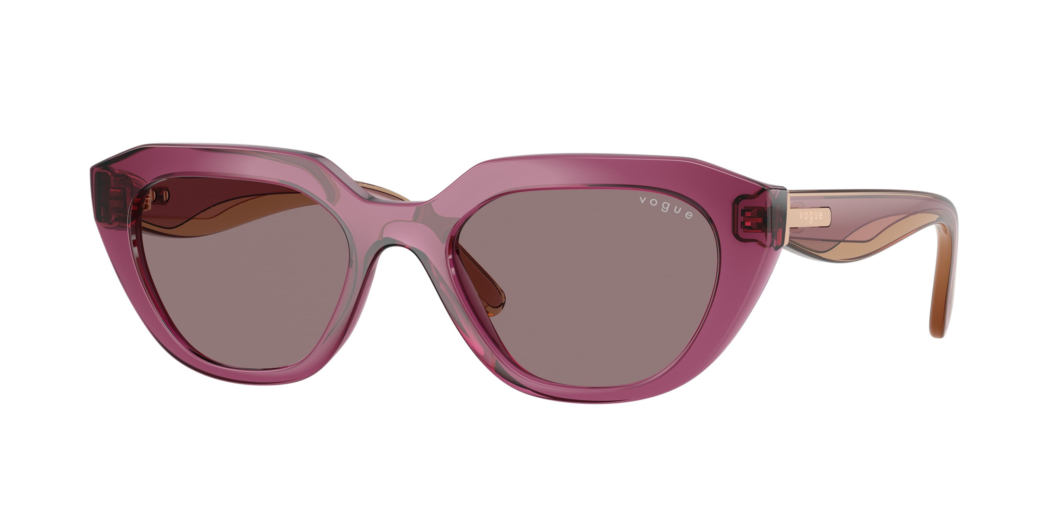 Sunglasses Vogue VO 5711S (32277N) color viola trasparente shape irregular lenses violetto scuro
