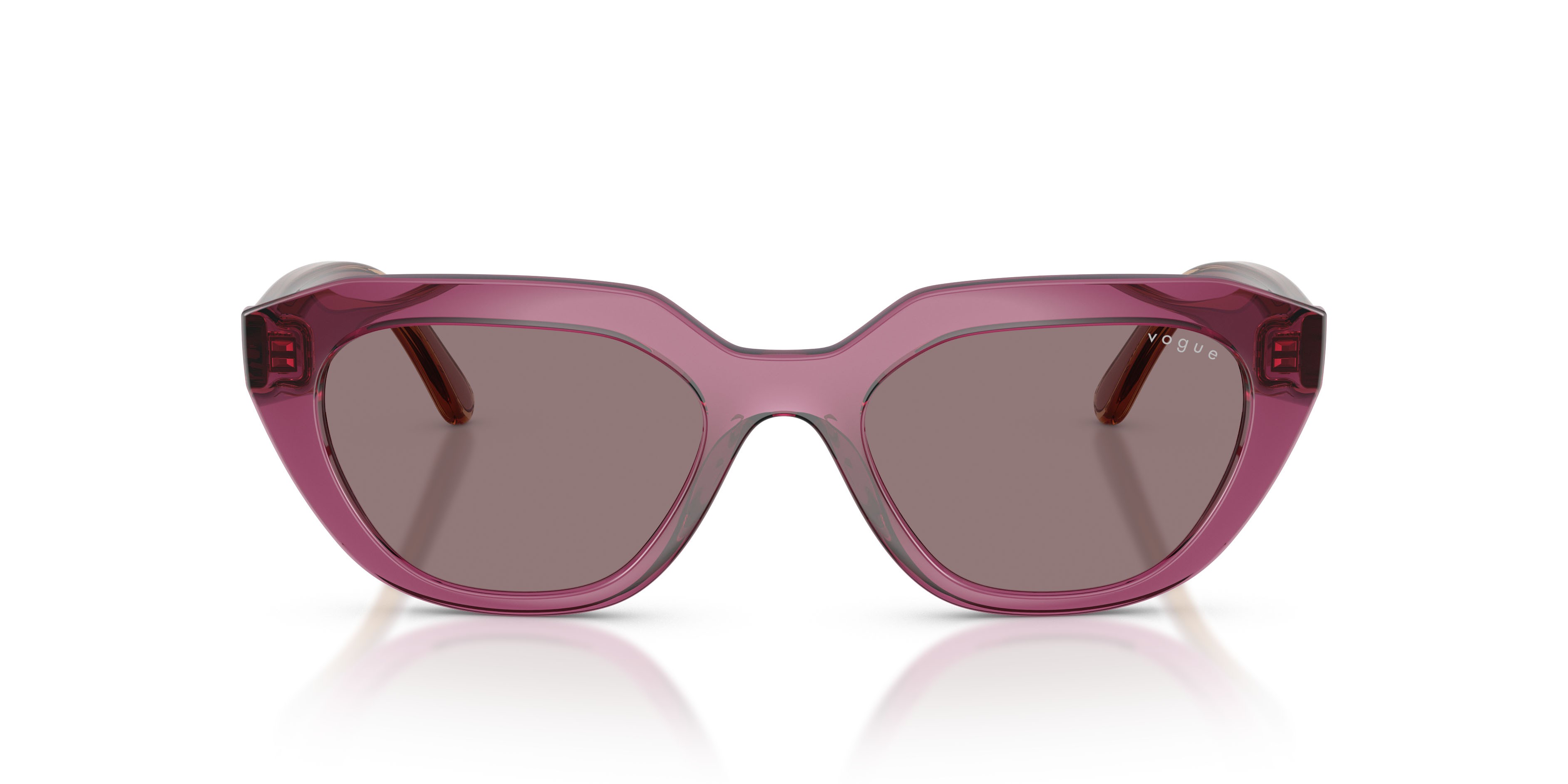 Sunglasses Vogue VO 5711S (32277N) color viola trasparente shape irregular lenses violetto scuro