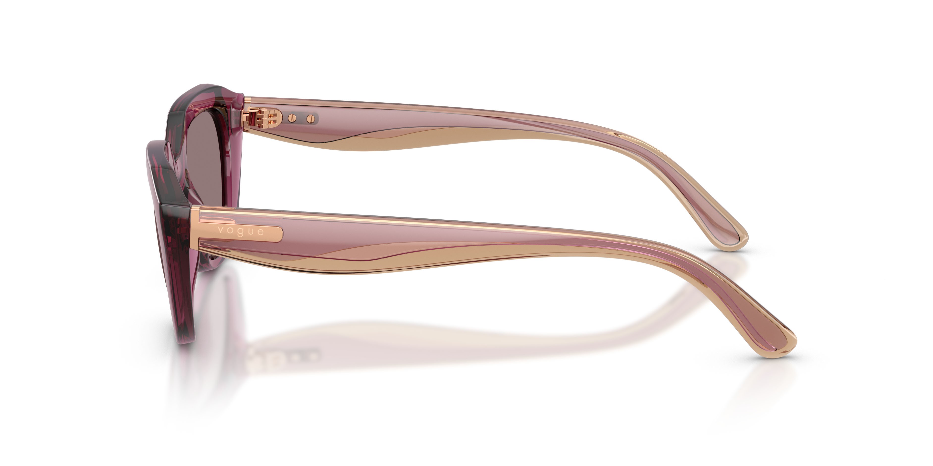 Sunglasses Vogue VO 5711S (32277N) color viola trasparente shape irregular lenses violetto scuro