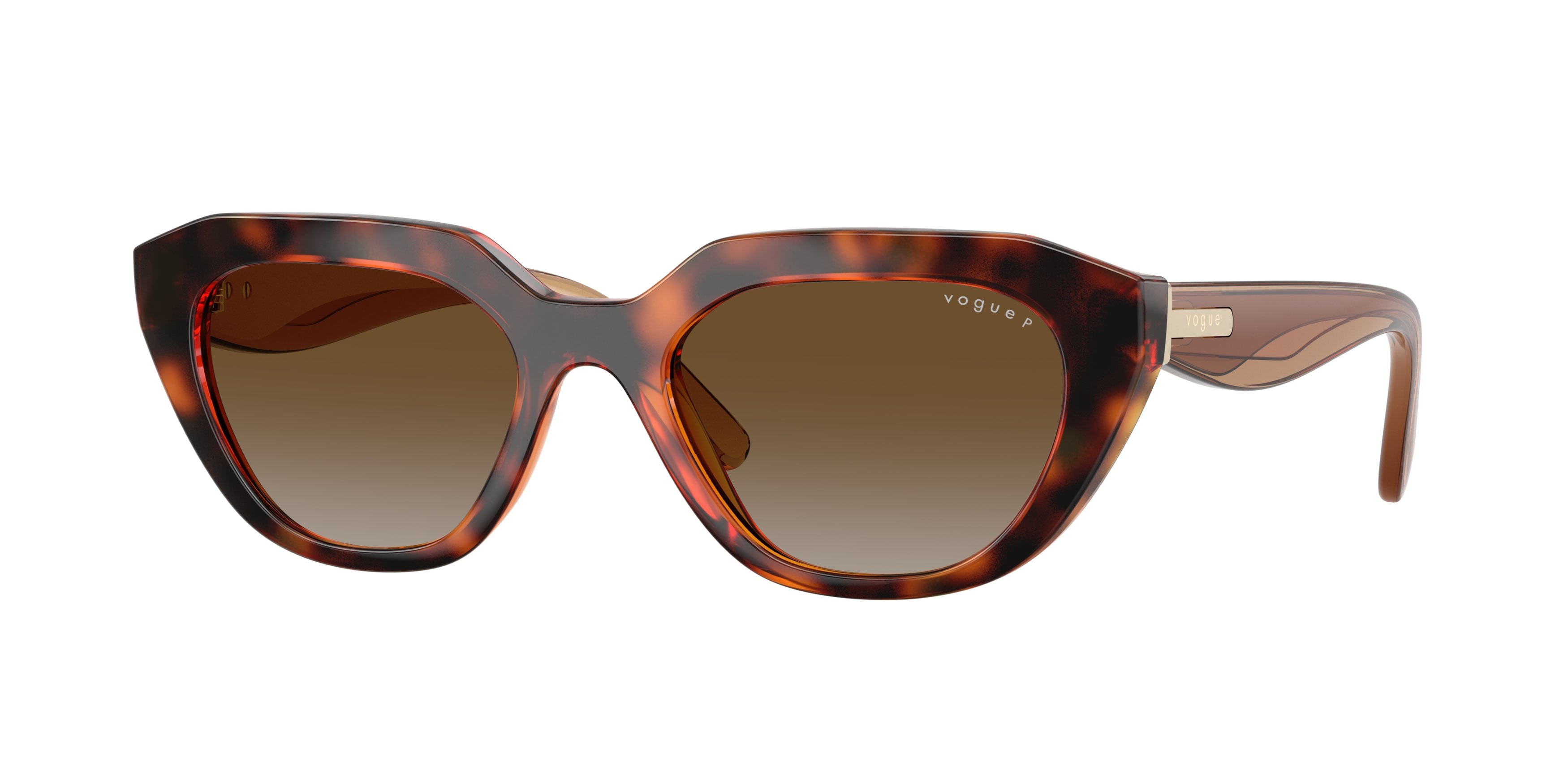 Sunglasses Vogue VO 5711S (W656T5) color havana scuro shape irregular lenses polarizzata marrone sfumato