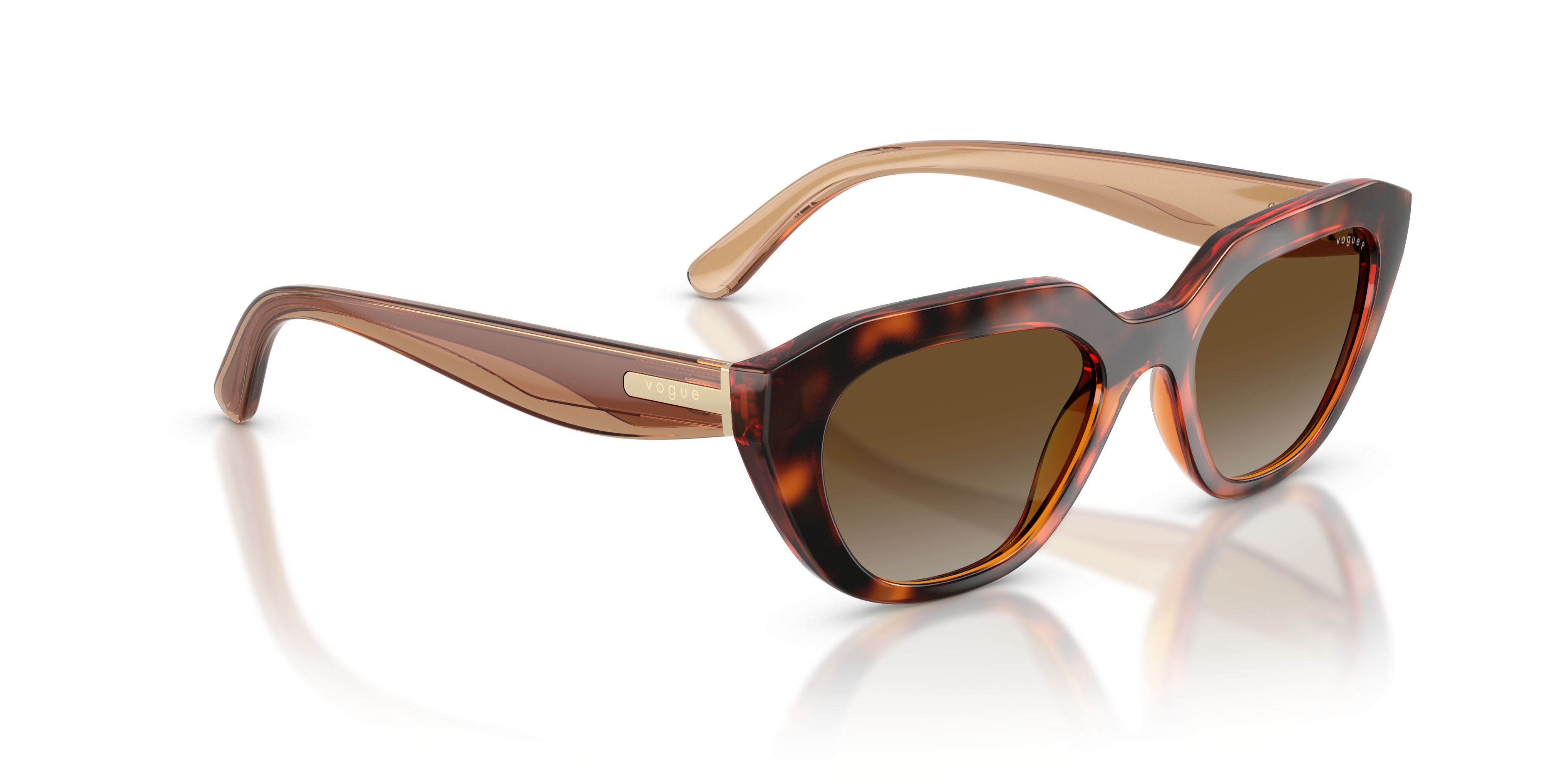 Sunglasses Vogue VO 5711S (W656T5) color havana scuro shape irregular lenses polarizzata marrone sfumato