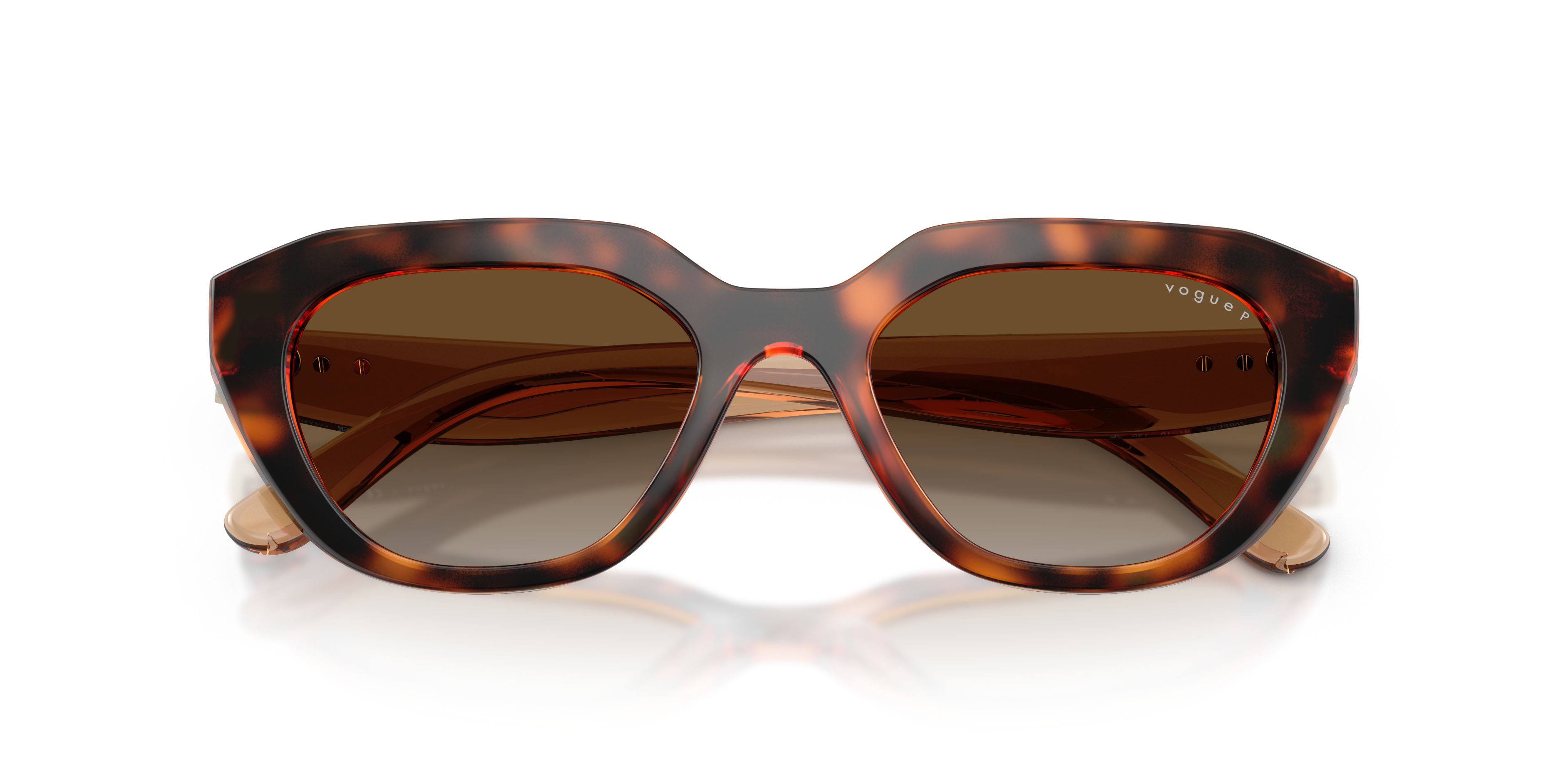 Sunglasses Vogue VO 5711S (W656T5) color havana scuro shape irregular lenses polarizzata marrone sfumato