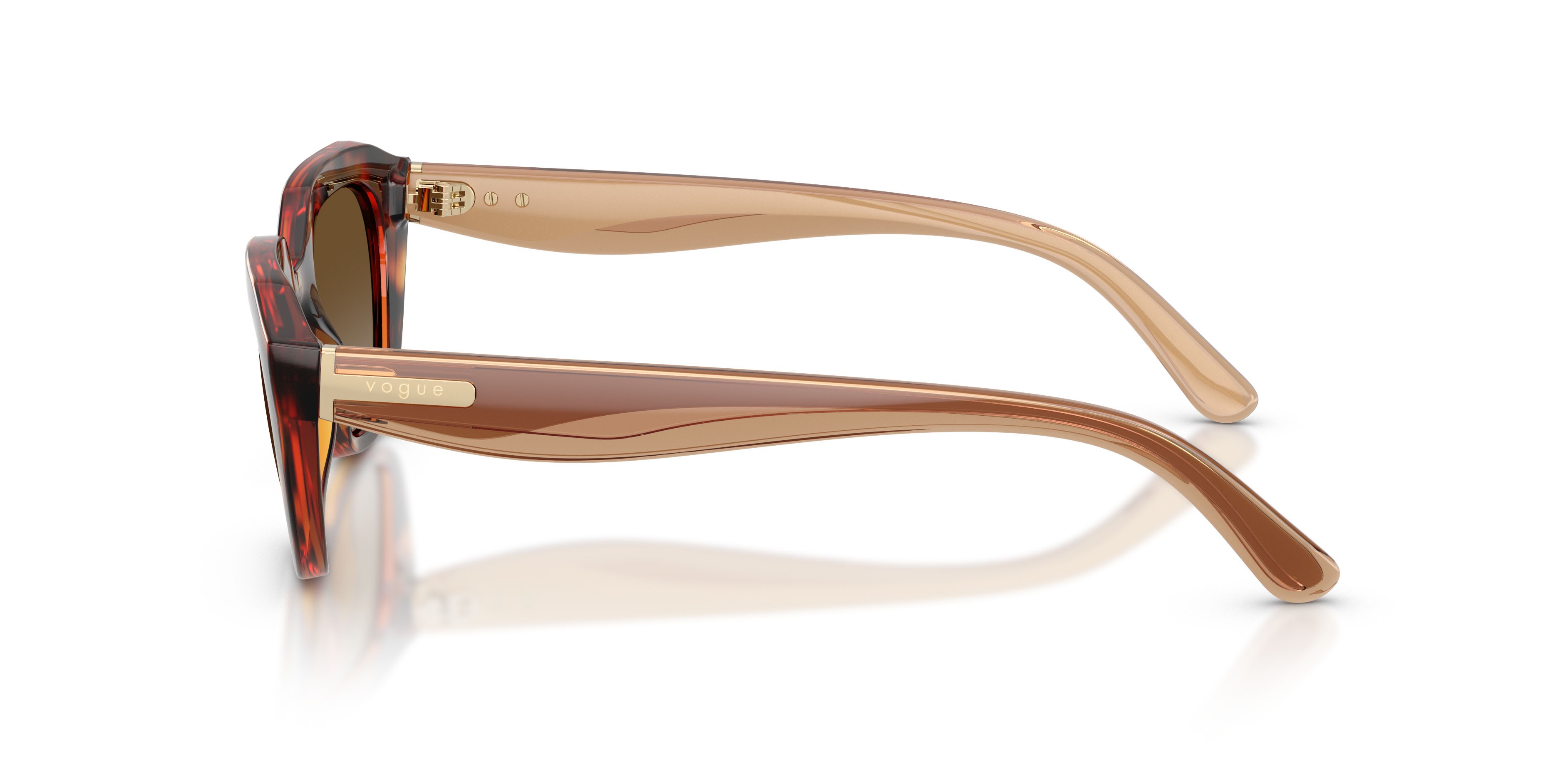 Sunglasses Vogue VO 5711S (W656T5) color havana scuro shape irregular lenses polarizzata marrone sfumato
