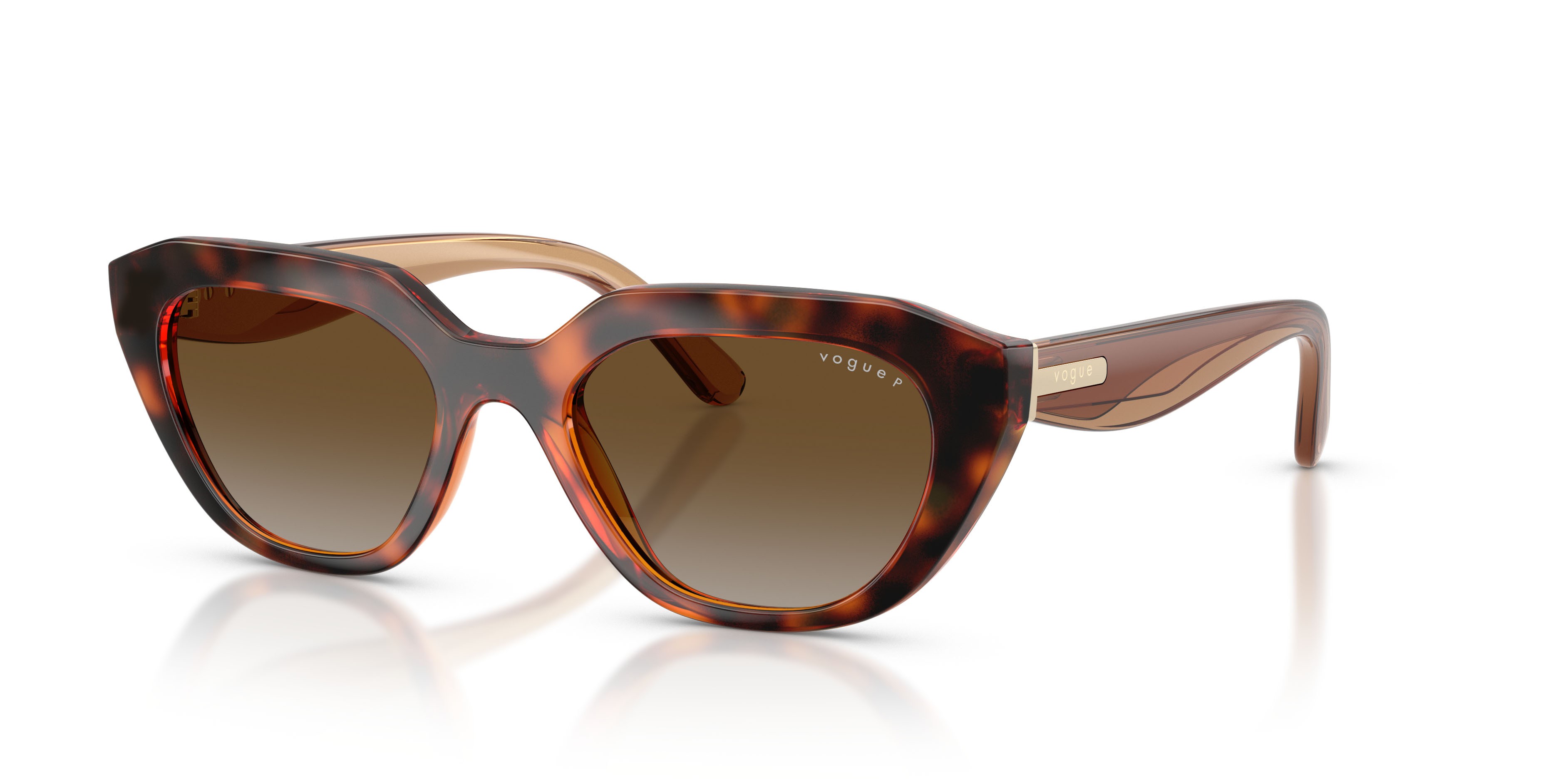 Sunglasses Vogue VO 5711S (W656T5) color havana scuro shape irregular lenses polarizzata marrone sfumato