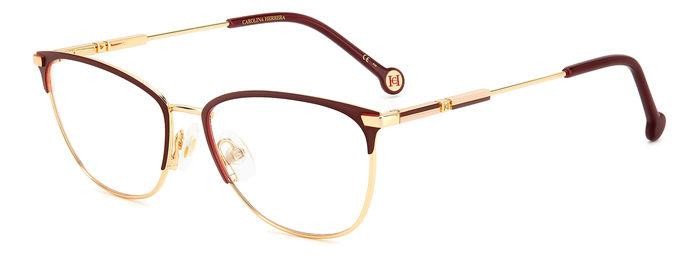 Eyeglasses Carolina Herrera Her 0161 107311 (NOA) color gold burgundy shape cat eye 