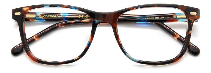 Eyeglasses Carrera 3009 107349 (JBW) color blue havana shape cat eye 