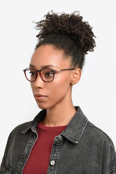 Eyeglasses Hugo Hg 1277 107748 (OIT) color black red shape round 