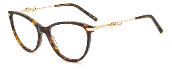Eyeglasses Carolina Herrera Her 0219 108386 (LVL) color brown havana gold shape cat eye 