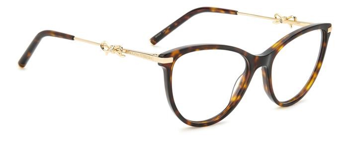 Eyeglasses Carolina Herrera Her 0219 108386 (LVL) color brown havana gold shape cat eye 