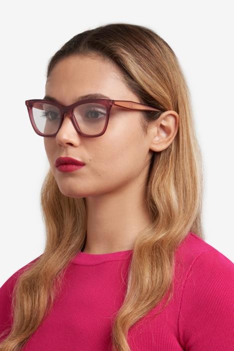 Brillen Carolina Herrera Her 0228 108423 (0T5) farbe burgundy pink form rechteckig 