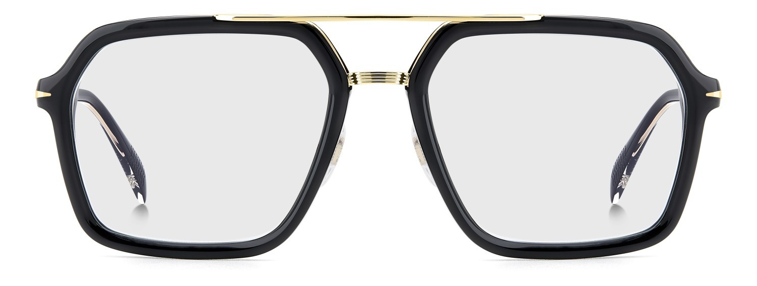 Brillen David Beckham Db 7128 108668 2M2 farbe black gold form rechteckig gläser blue mirror