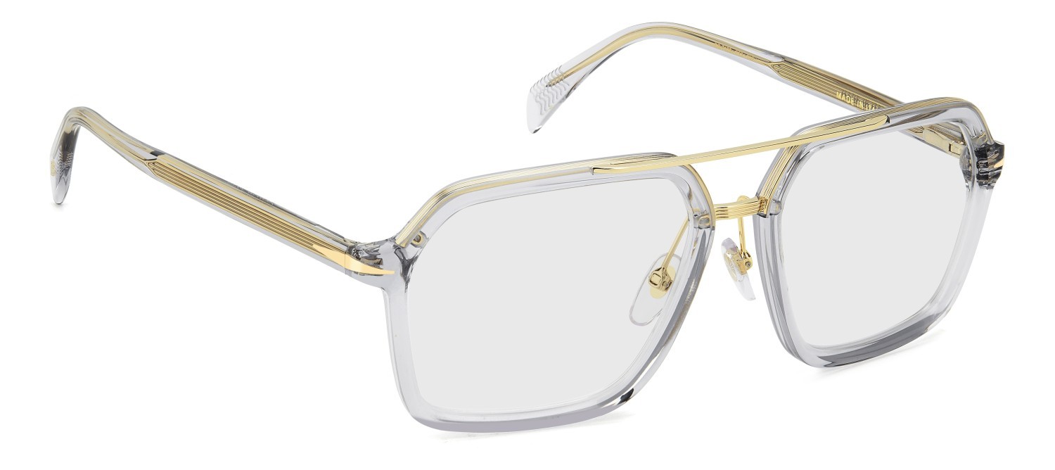 Eyeglasses David Beckham Db 7128 108668 FT3 color grey gold shape rectangle lenses blue mirror