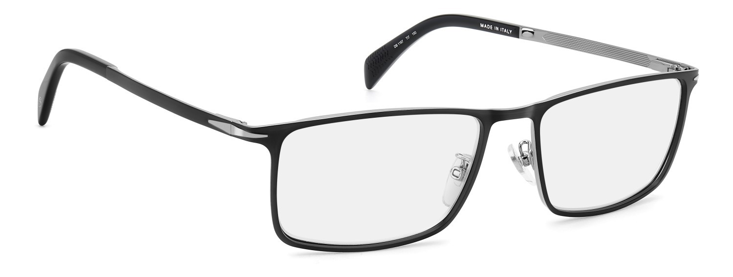 Occhiali da vista David Beckham Db 1167 108670 TI7 colore matte black ruthenium forma rettangolare lenti blue mirror