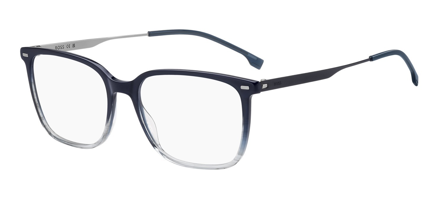 Eyeglasses Hugo Boss 1696 108852 3HH color striped blue grey shape rectangle lenses transparent