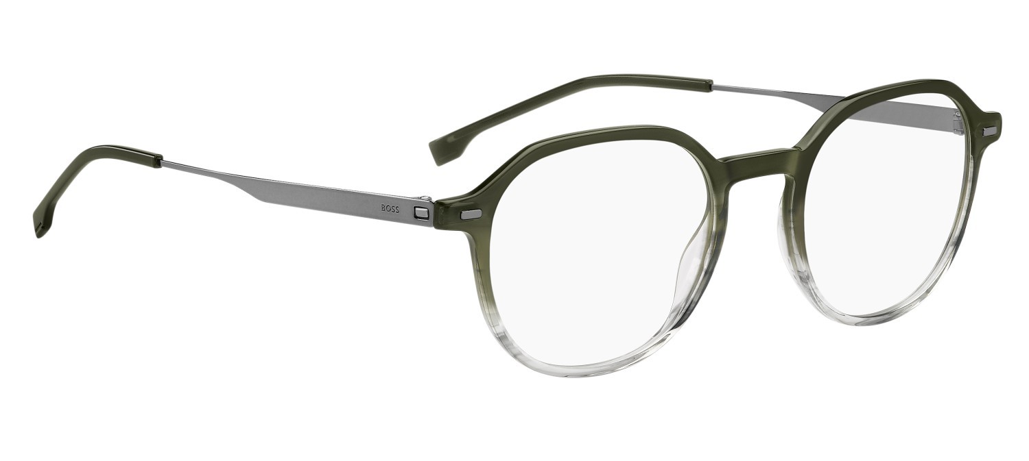 Eyeglasses Hugo Boss 1697 108854 7ZW color green dark ruthenium shape round lenses transparent