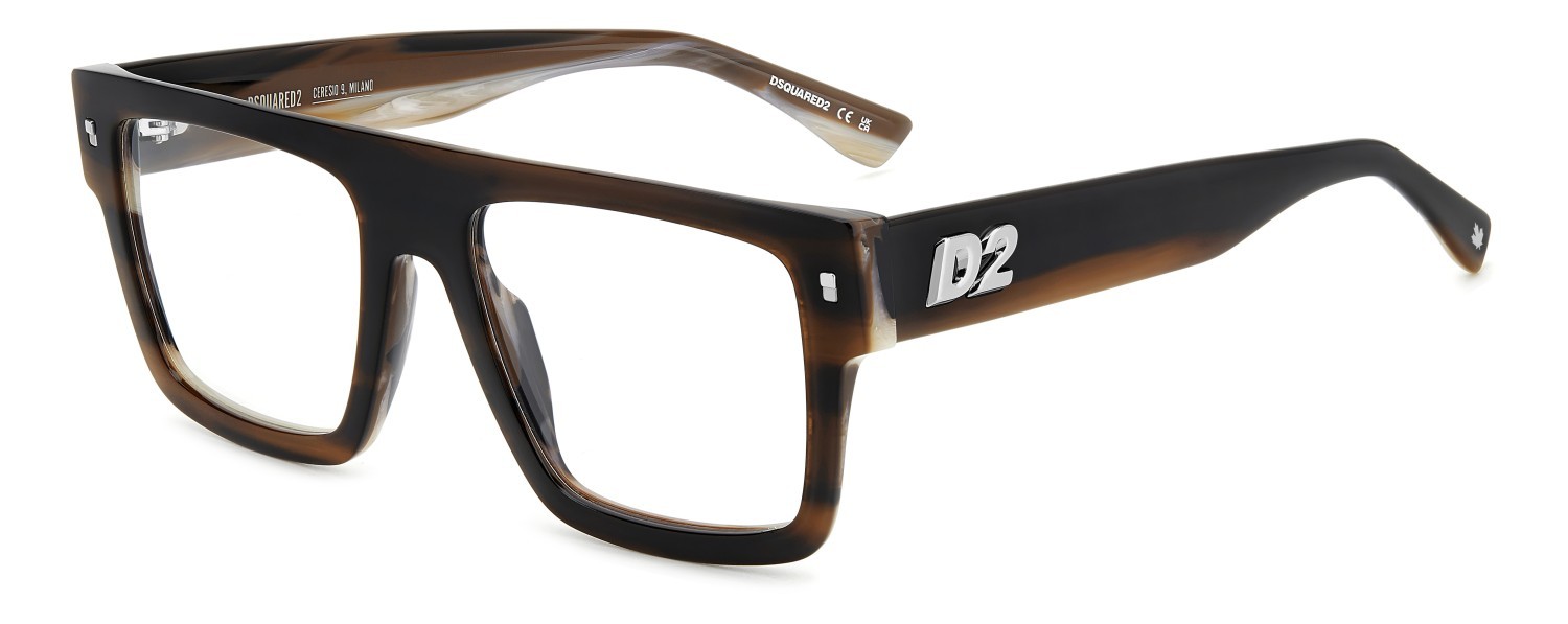 Occhiali da vista Dsquared2 D2 0147 108864 EX4 colore brown horn forma rettangolare 