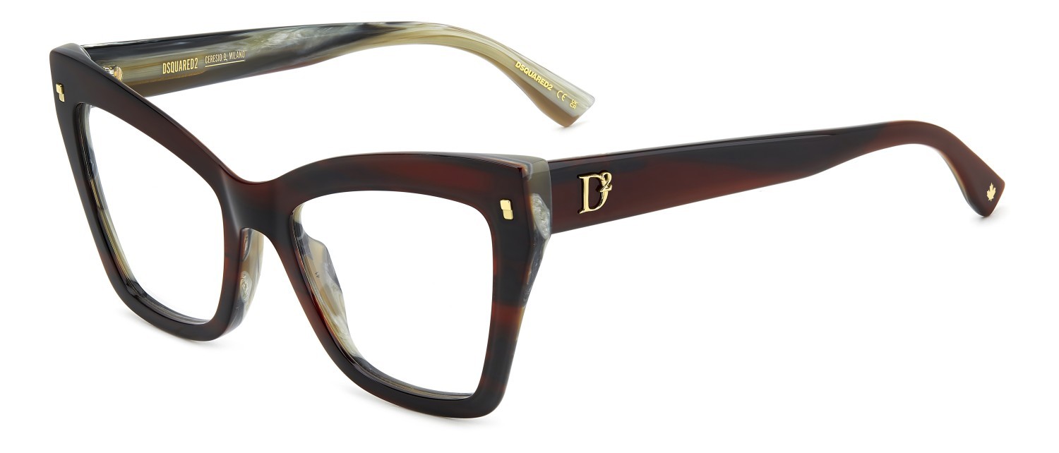 Eyeglasses Dsquared2 D2 0152 108867 K4G color burgundy horn shape rectangle 