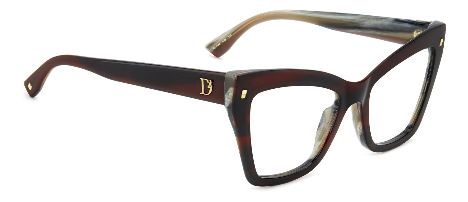 Eyeglasses Dsquared2 D2 0152 108867 K4G color burgundy horn shape rectangle 