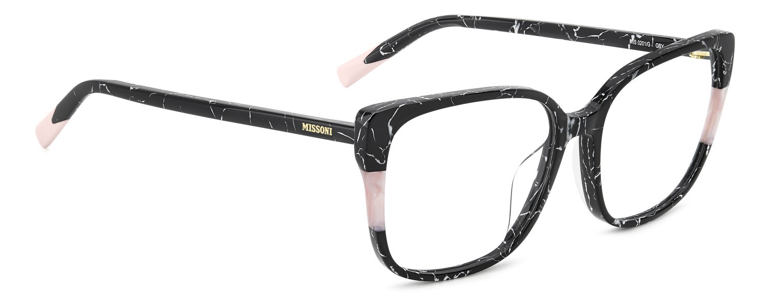 Occhiali da vista Missoni Mis 0201/G 108898 GBY colore black marble forma rettangolare 